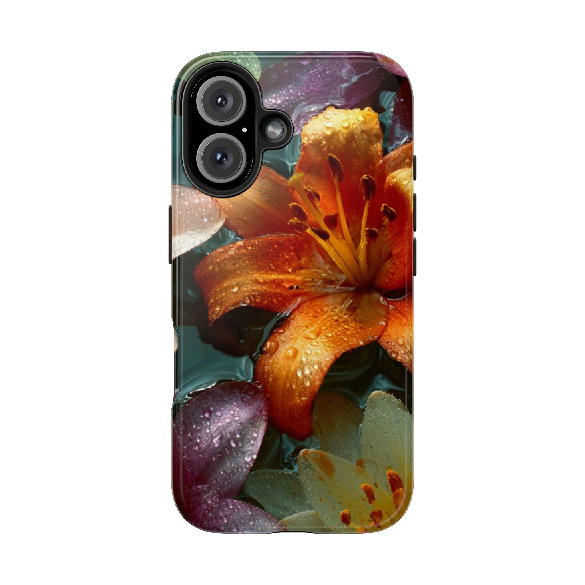 Floral Tough Phone Case — Watercolor Orange Lily Protective Phone Cover