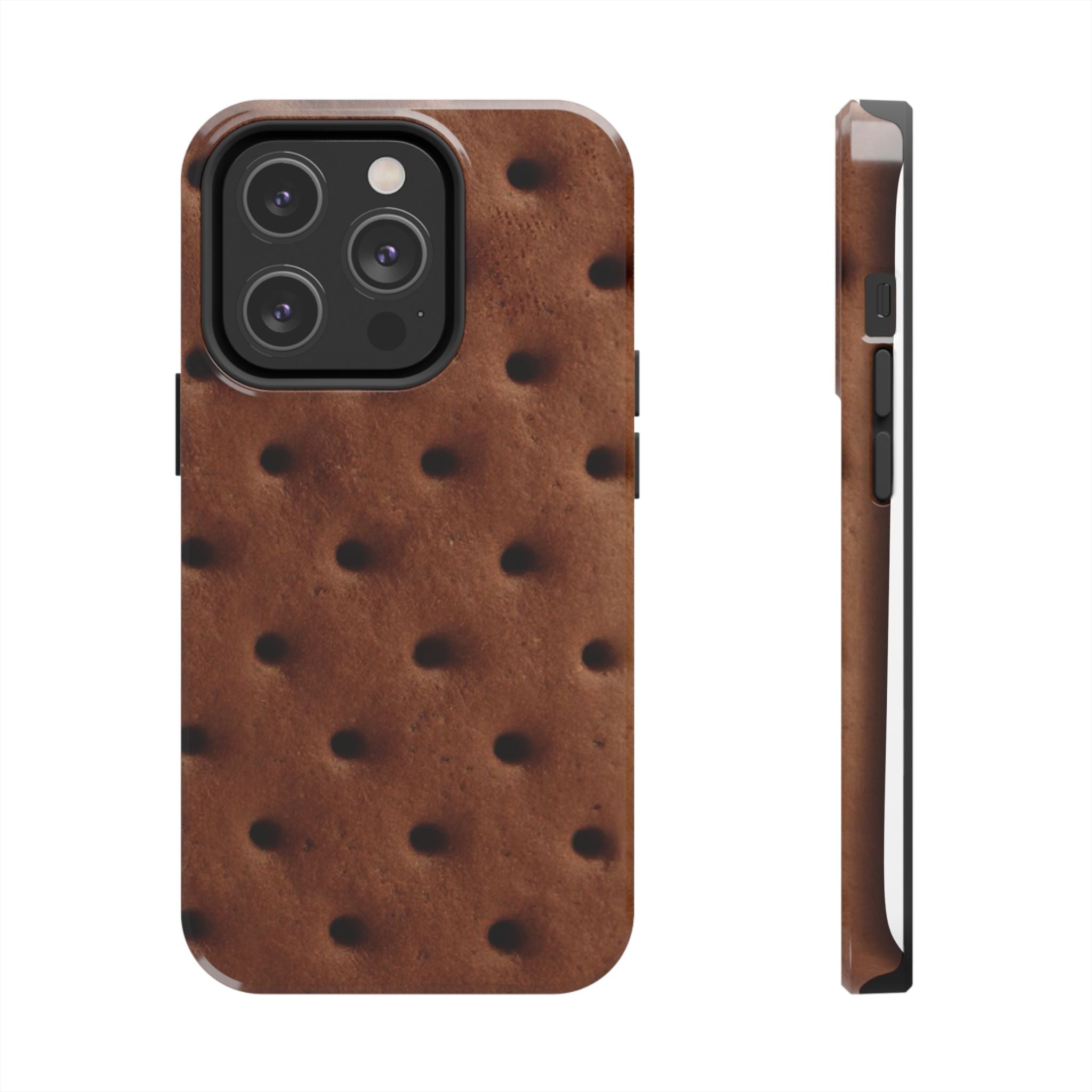 Chocolate Cookie Texture Tough Phone Case — Durable Retro Snack Pattern