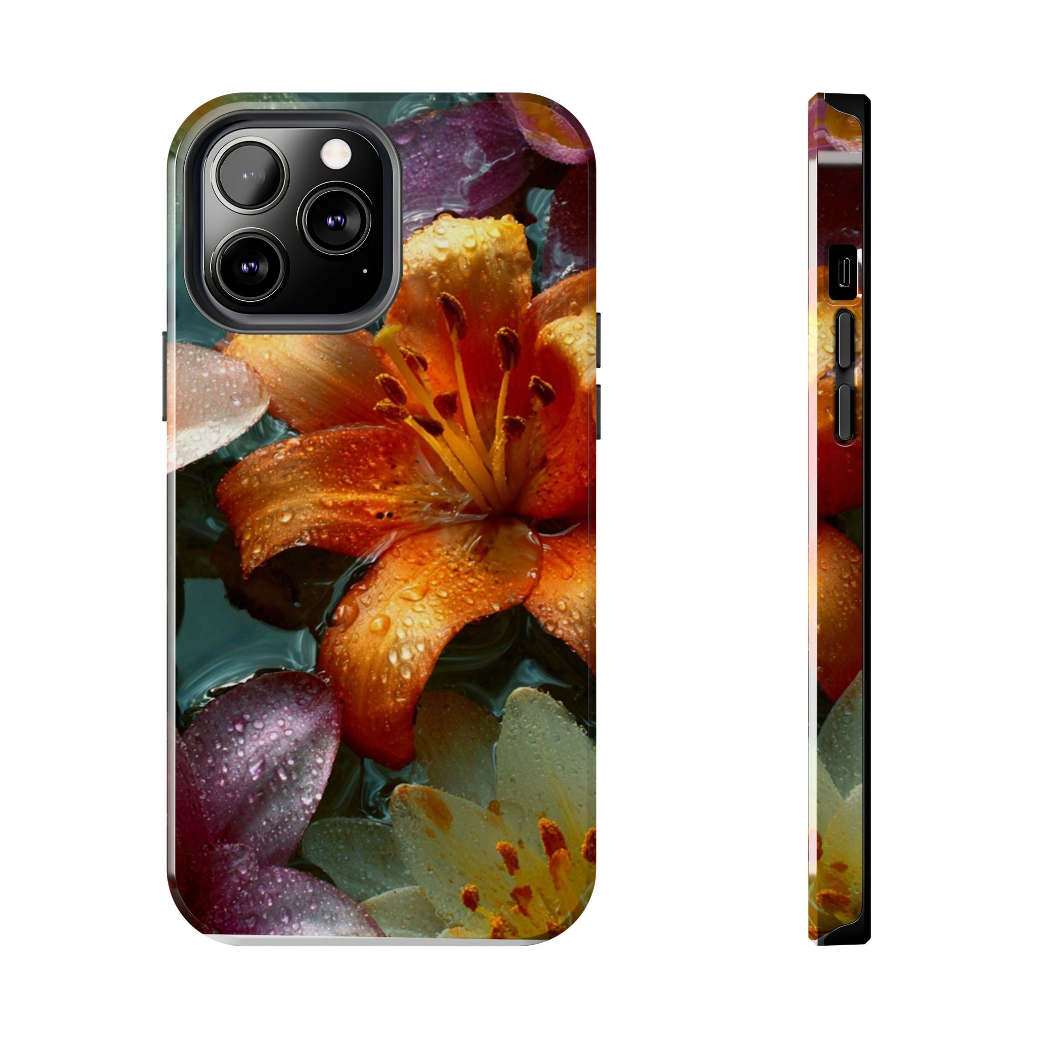 Floral Tough Phone Case — Watercolor Orange Lily Protective Phone Cover