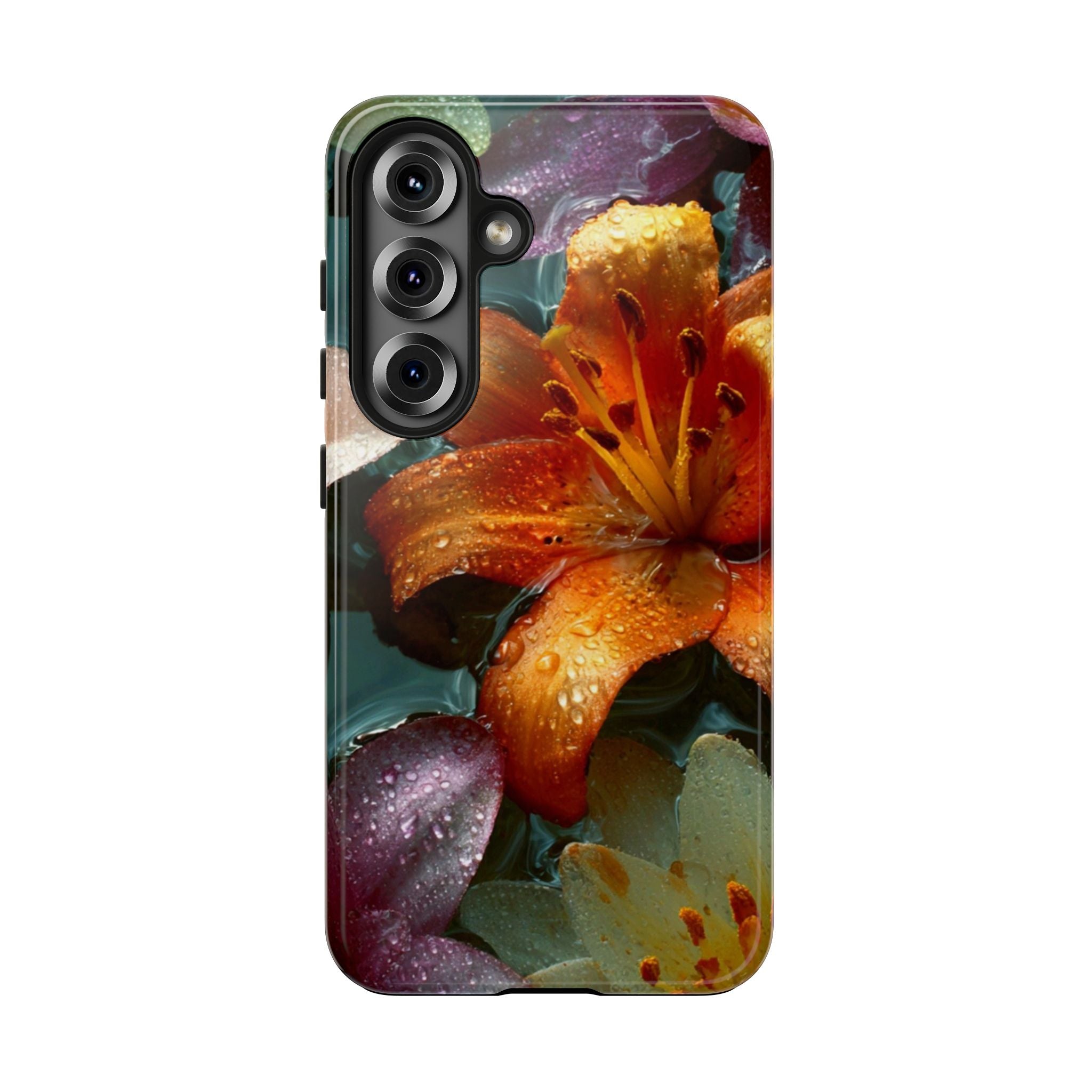 Floral Tough Phone Case — Watercolor Orange Lily Protective Phone Cover