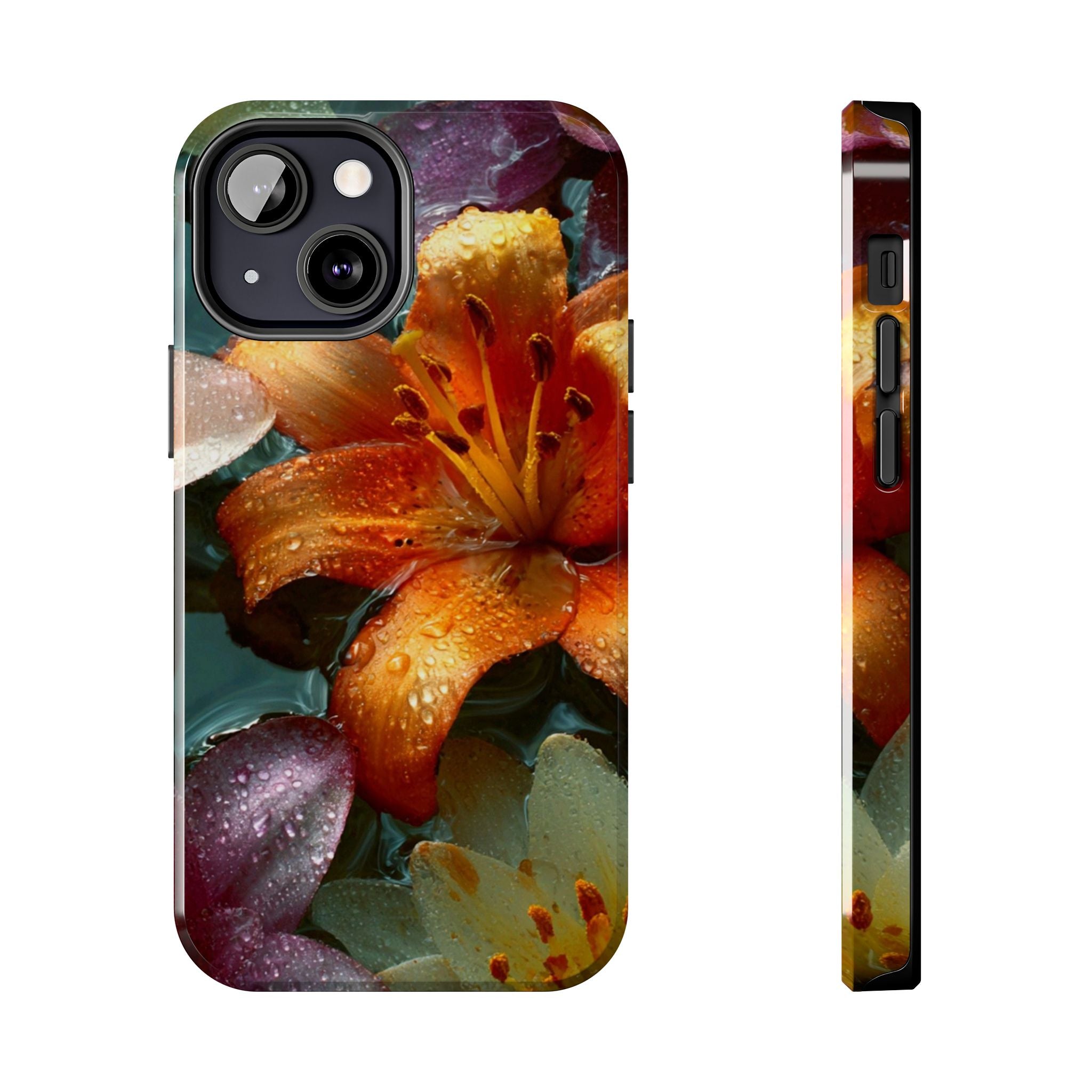Floral Tough Phone Case — Watercolor Orange Lily Protective Phone Cover
