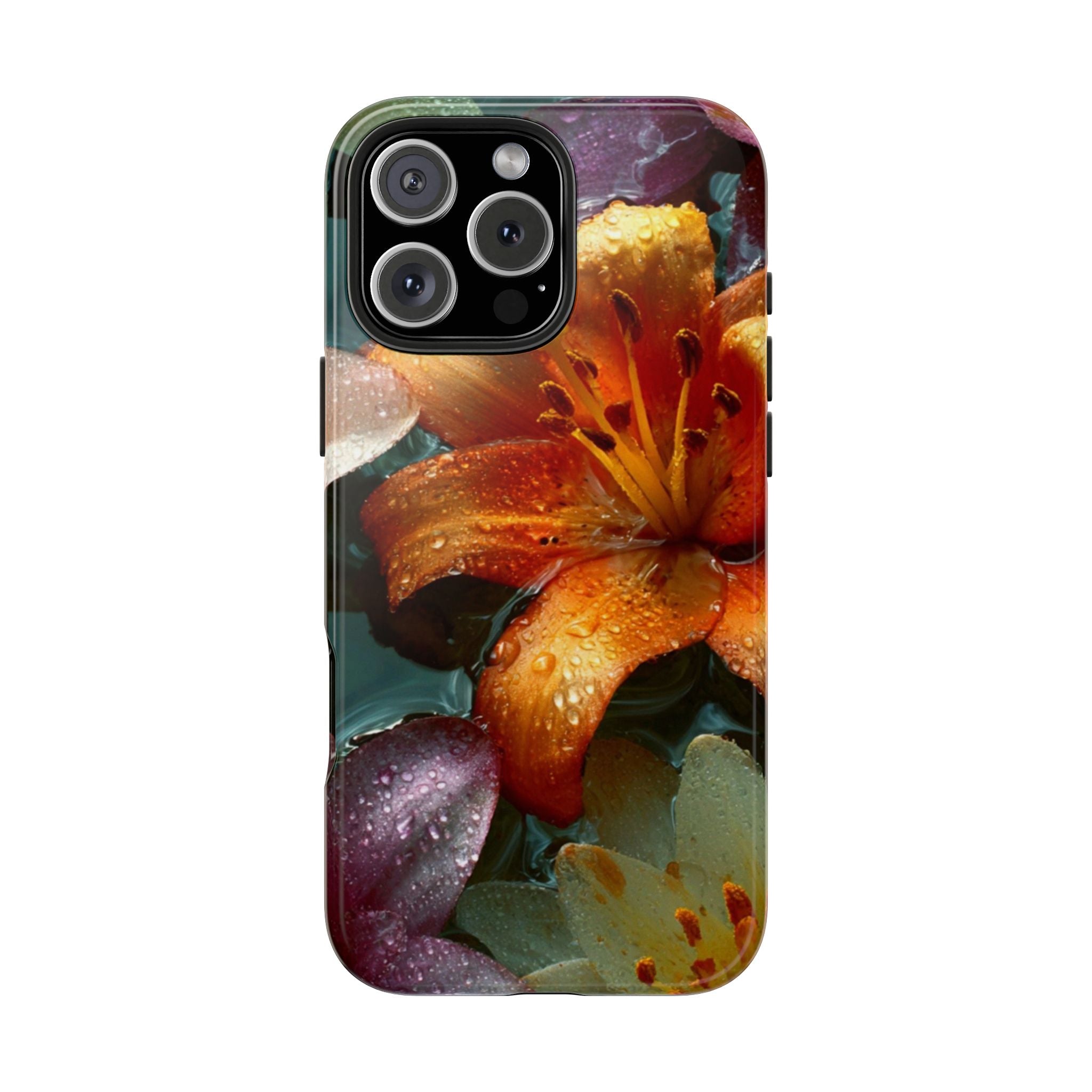 Floral Tough Phone Case — Watercolor Orange Lily Protective Phone Cover