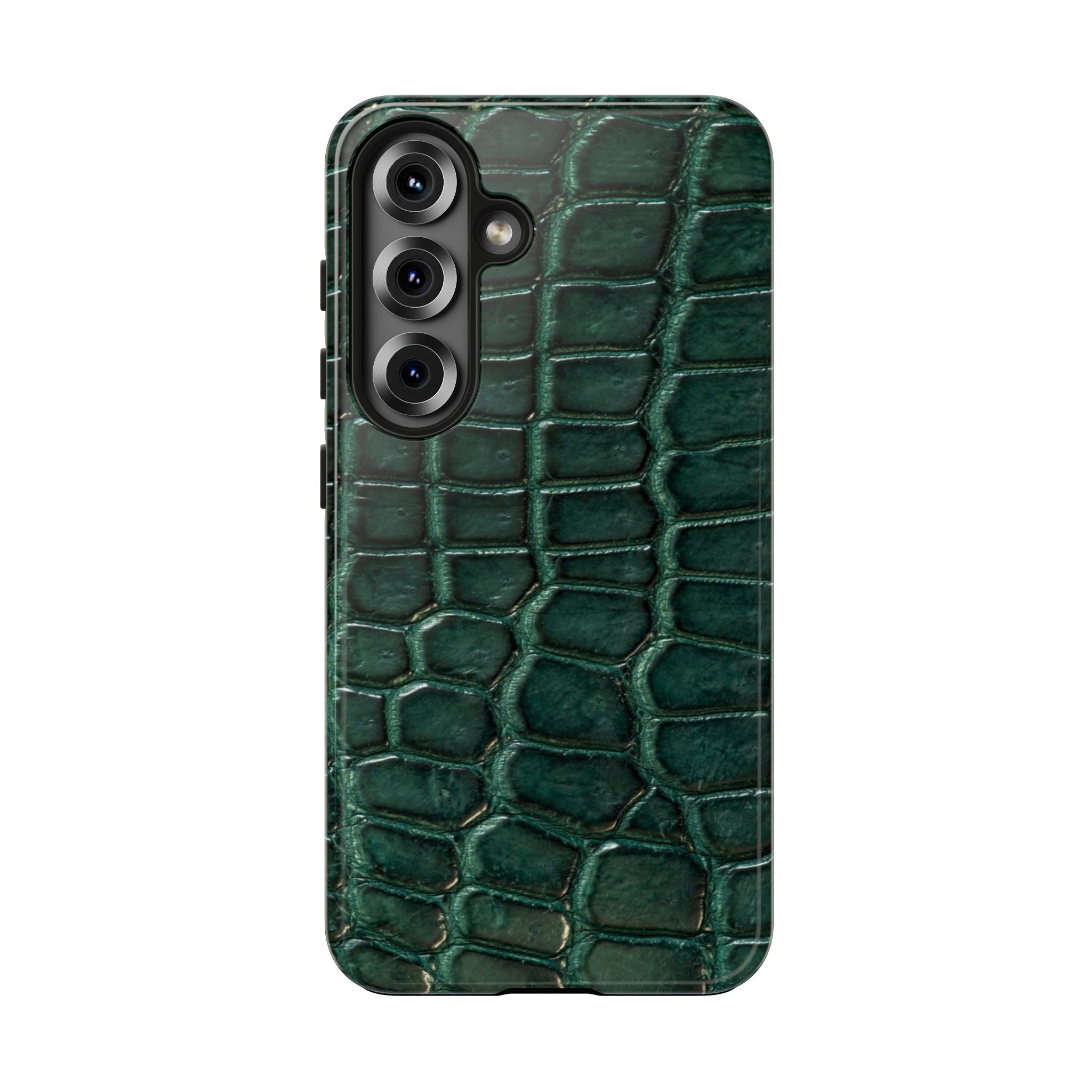 Emerald Croc Tough Phone Case — Green Alligator Texture Protective Cover