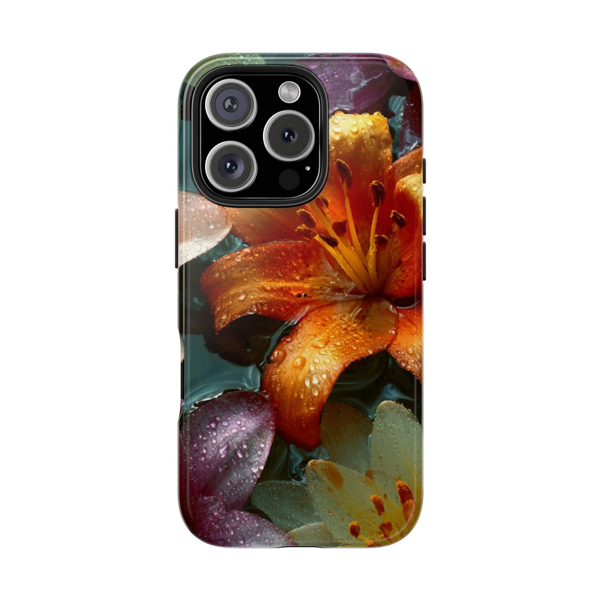 Floral Tough Phone Case — Watercolor Orange Lily Protective Phone Cover