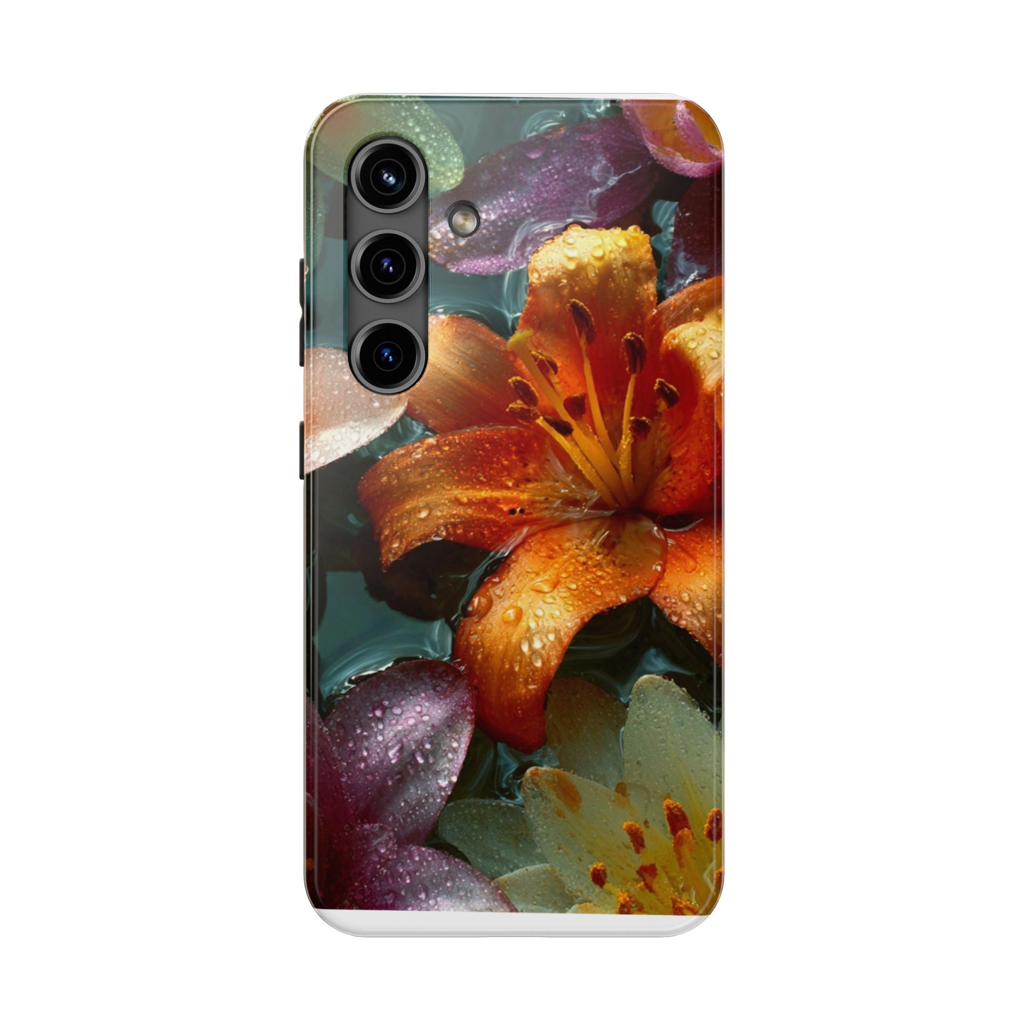 Floral Tough Phone Case — Watercolor Orange Lily Protective Phone Cover