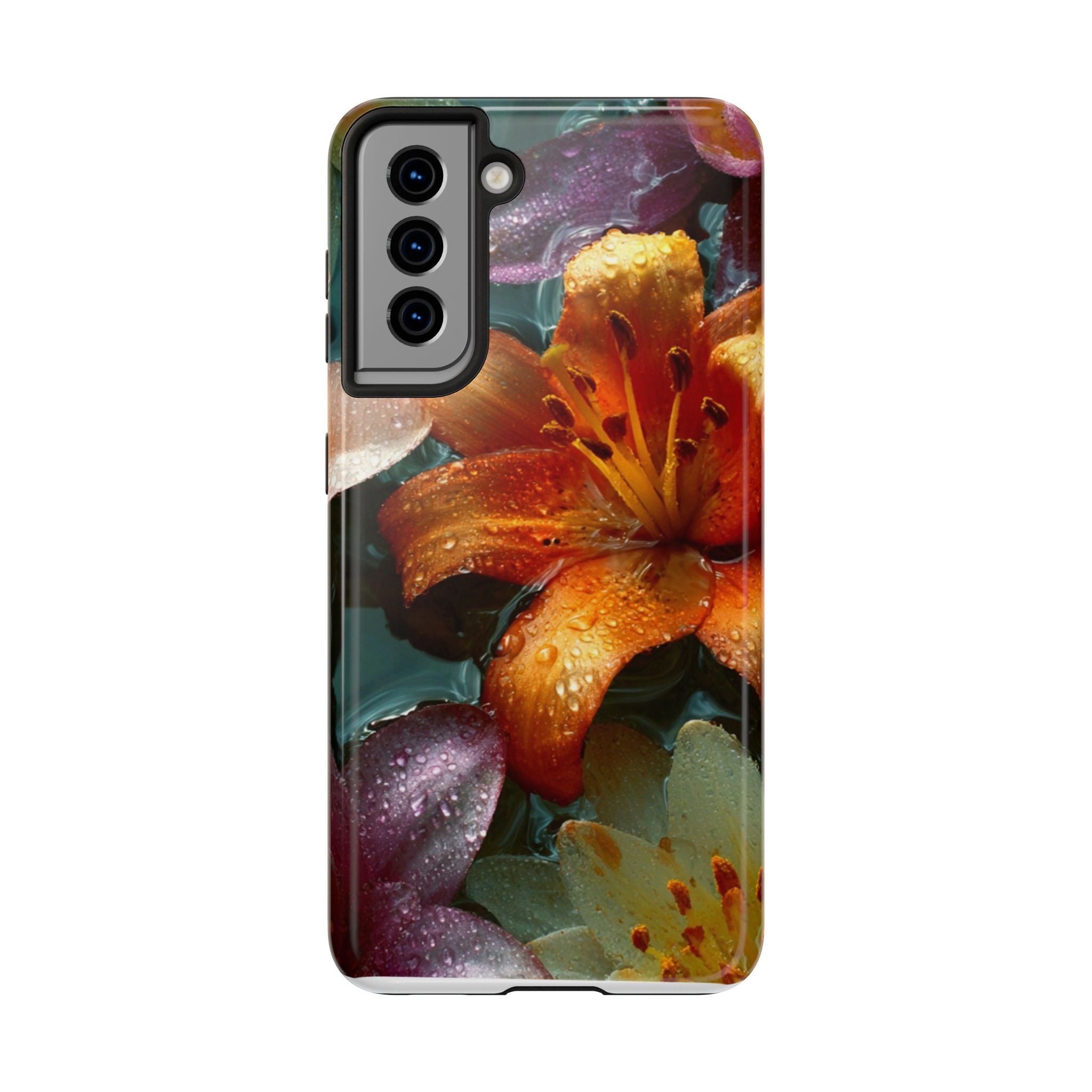 Floral Tough Phone Case — Watercolor Orange Lily Protective Phone Cover