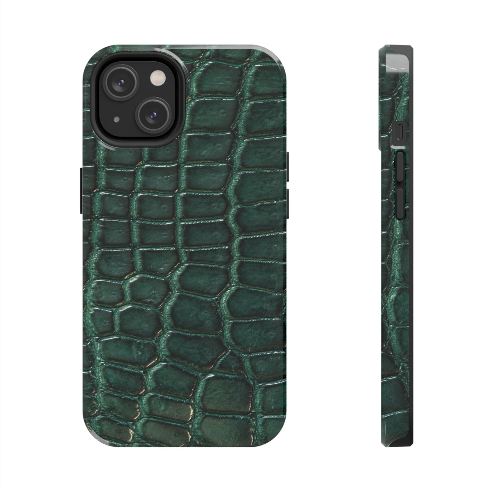 Emerald Croc Tough Phone Case — Green Alligator Texture Protective Cover