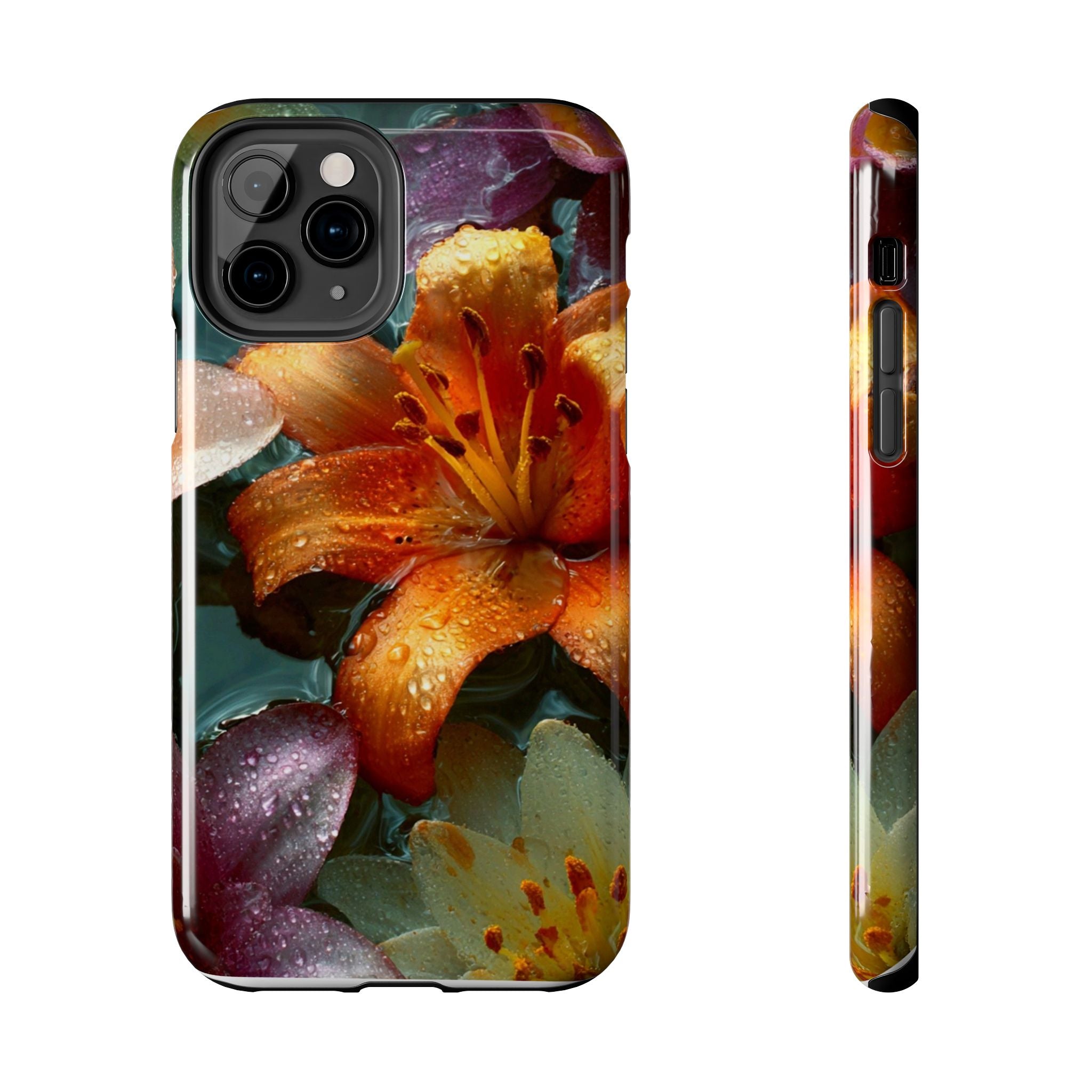 Floral Tough Phone Case — Watercolor Orange Lily Protective Phone Cover