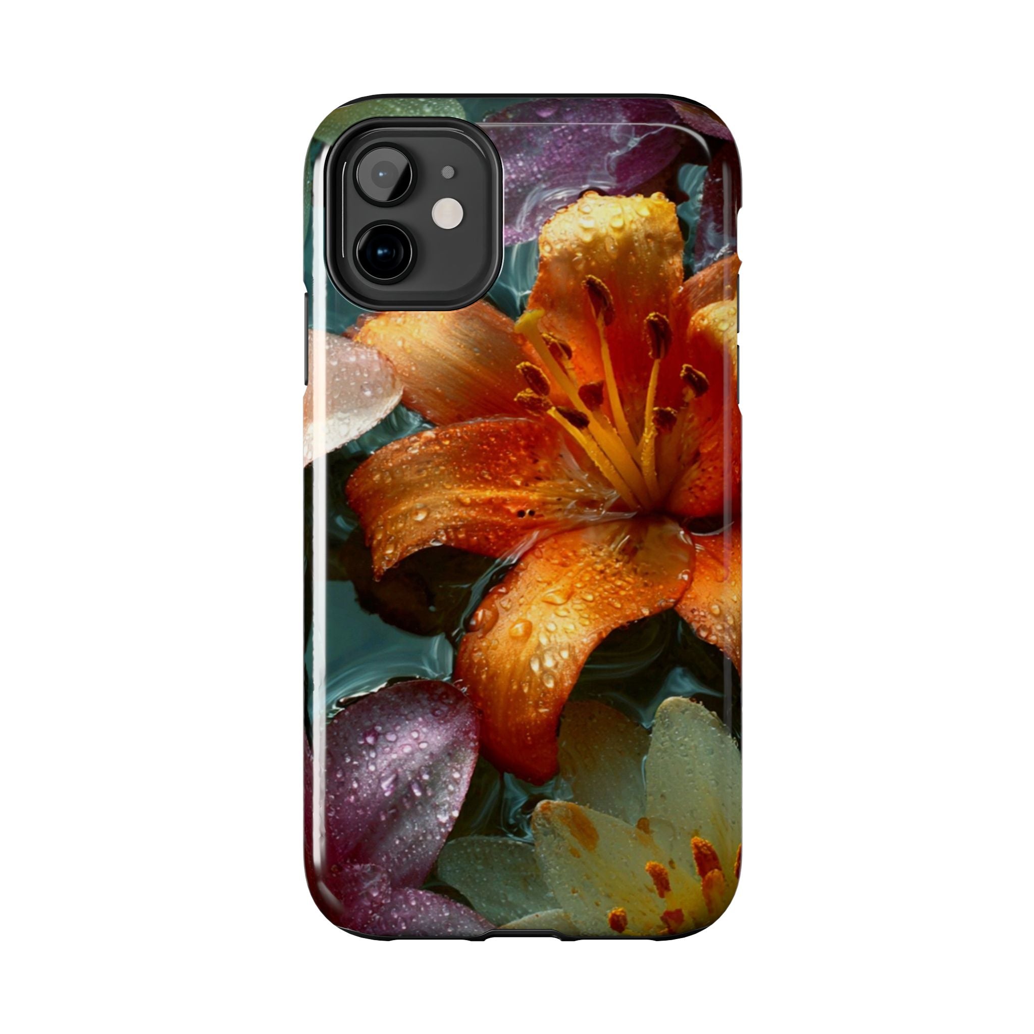 Floral Tough Phone Case — Watercolor Orange Lily Protective Phone Cover