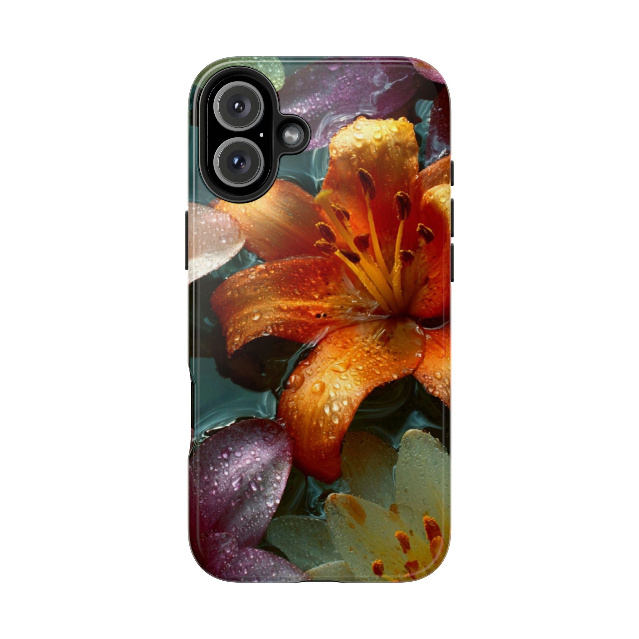 Floral Tough Phone Case — Watercolor Orange Lily Protective Phone Cover