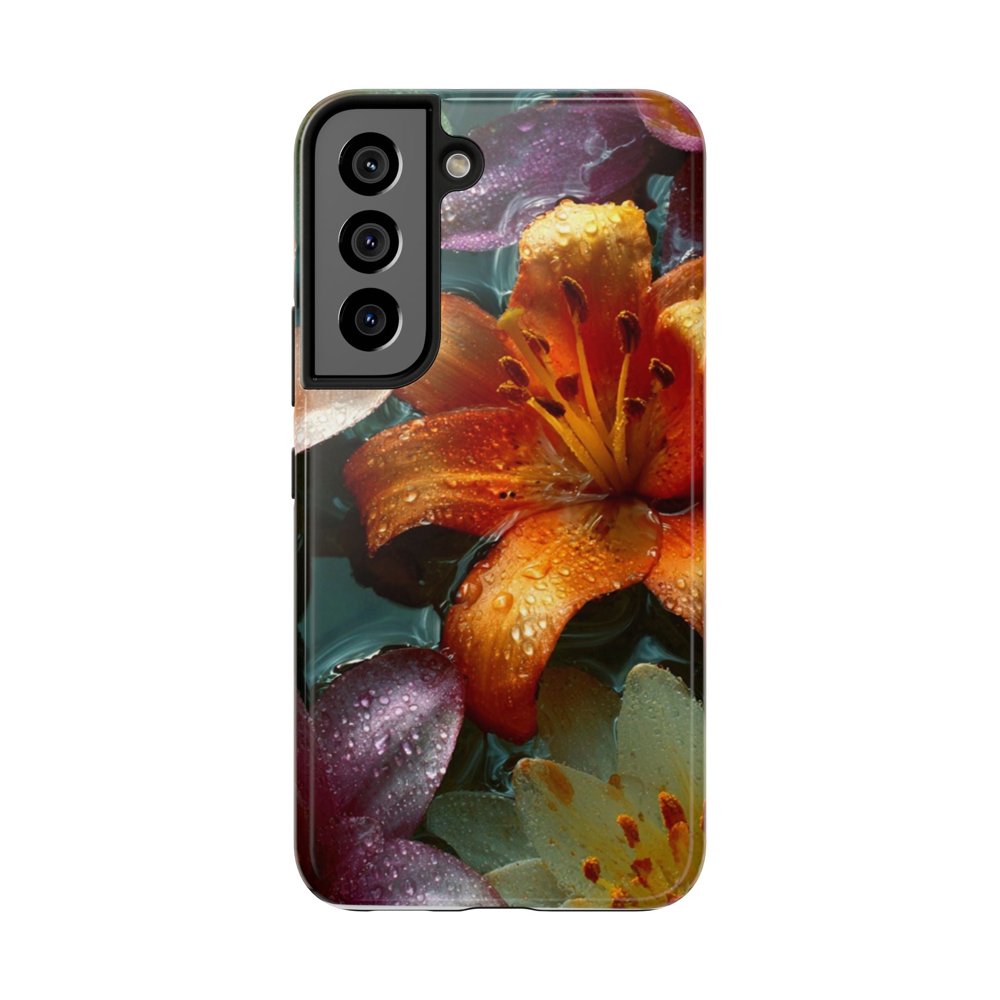 Floral Tough Phone Case — Watercolor Orange Lily Protective Phone Cover
