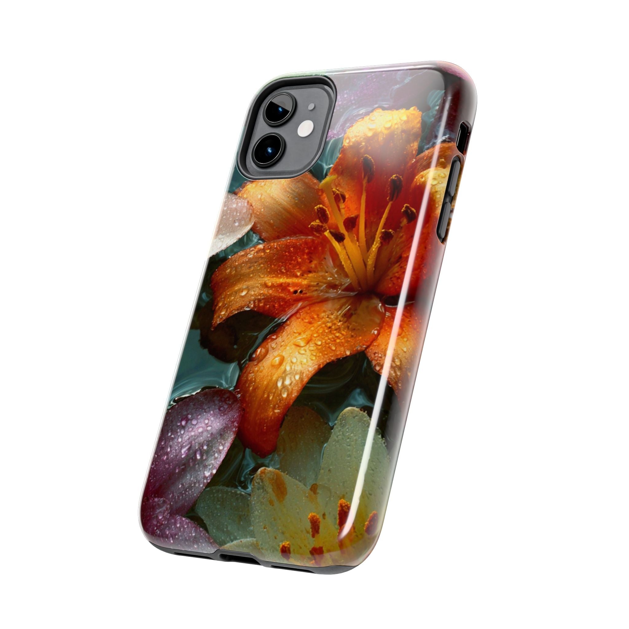 Floral Tough Phone Case — Watercolor Orange Lily Protective Phone Cover