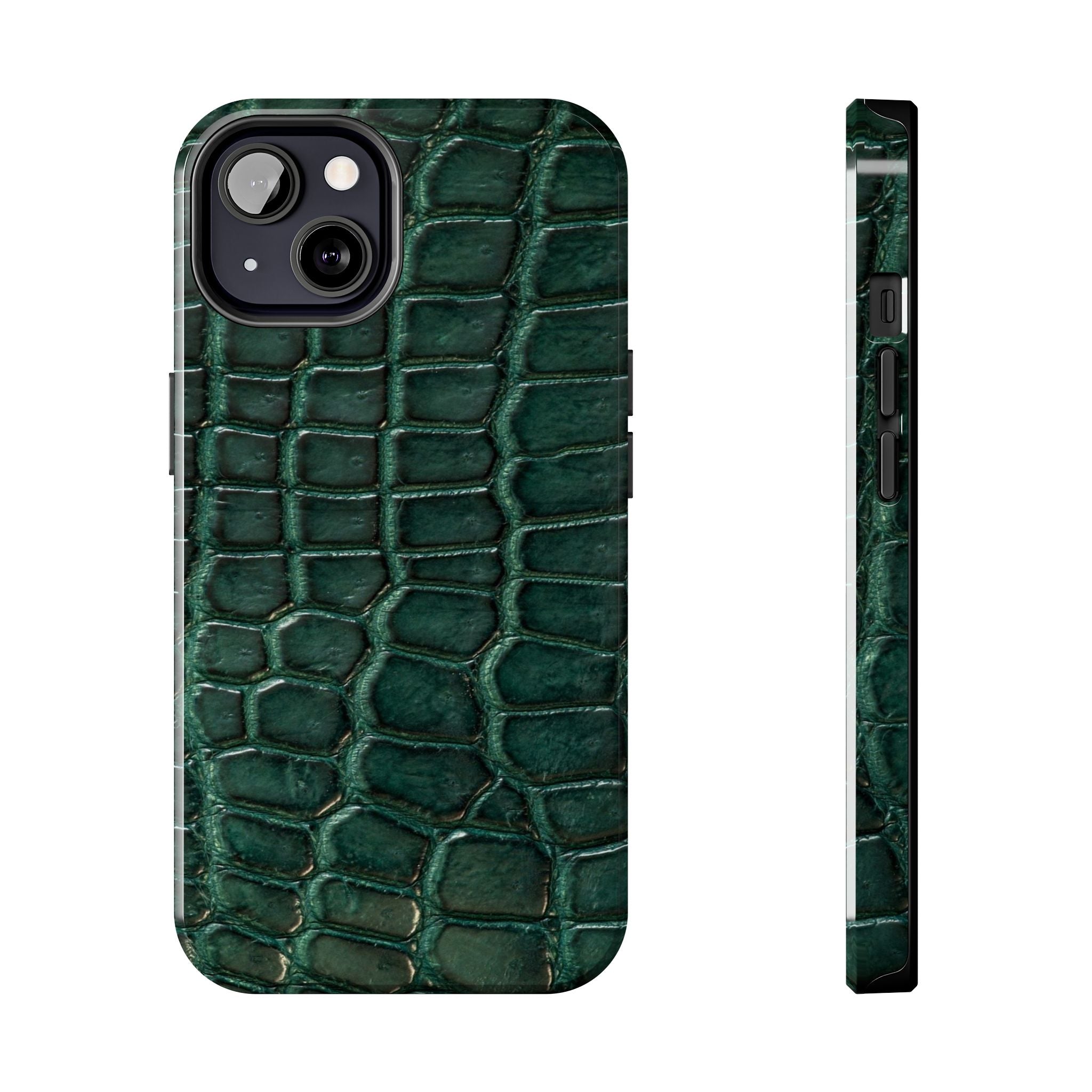Emerald Croc Tough Phone Case — Green Alligator Texture Protective Cover