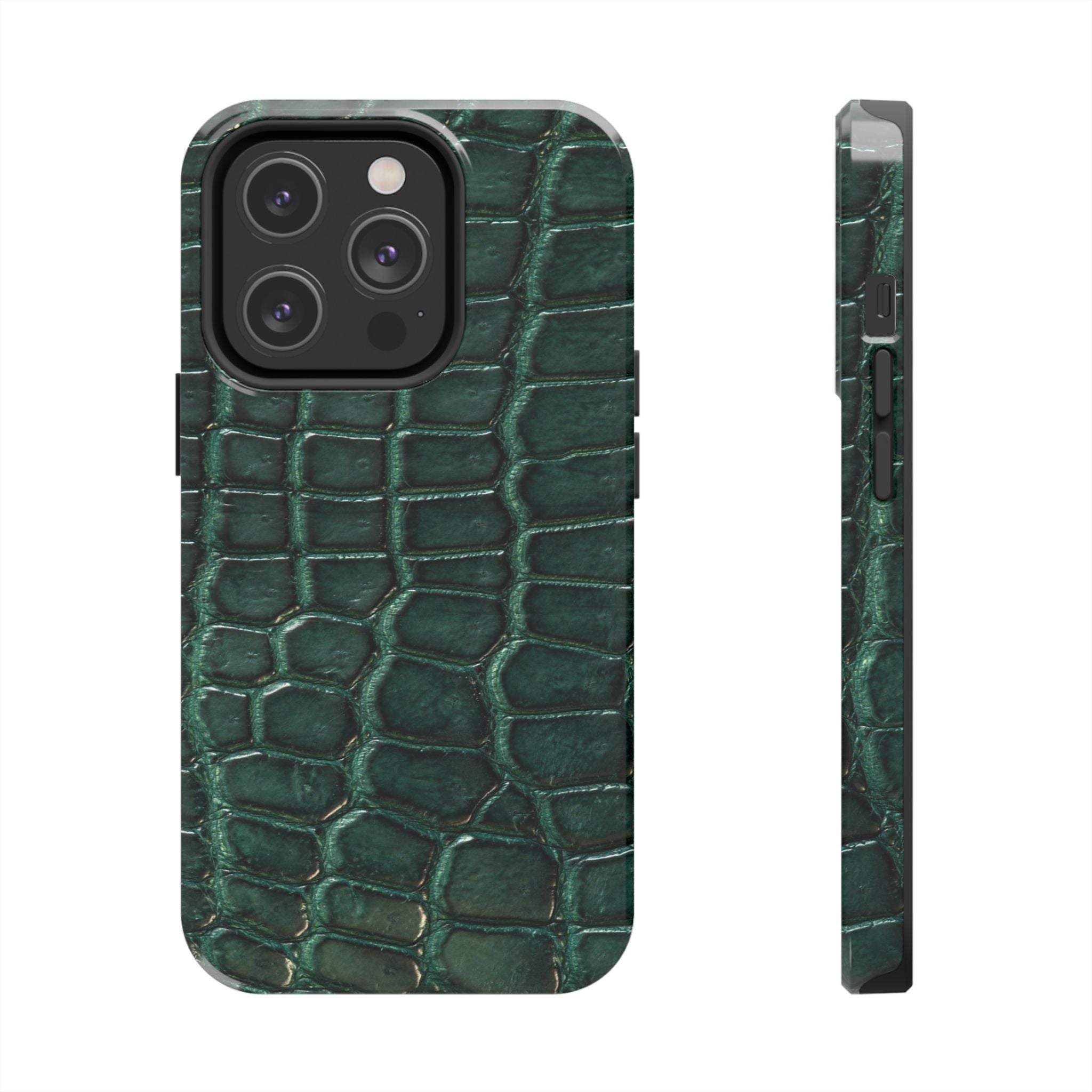 Emerald Croc Tough Phone Case — Green Alligator Texture Protective Cover