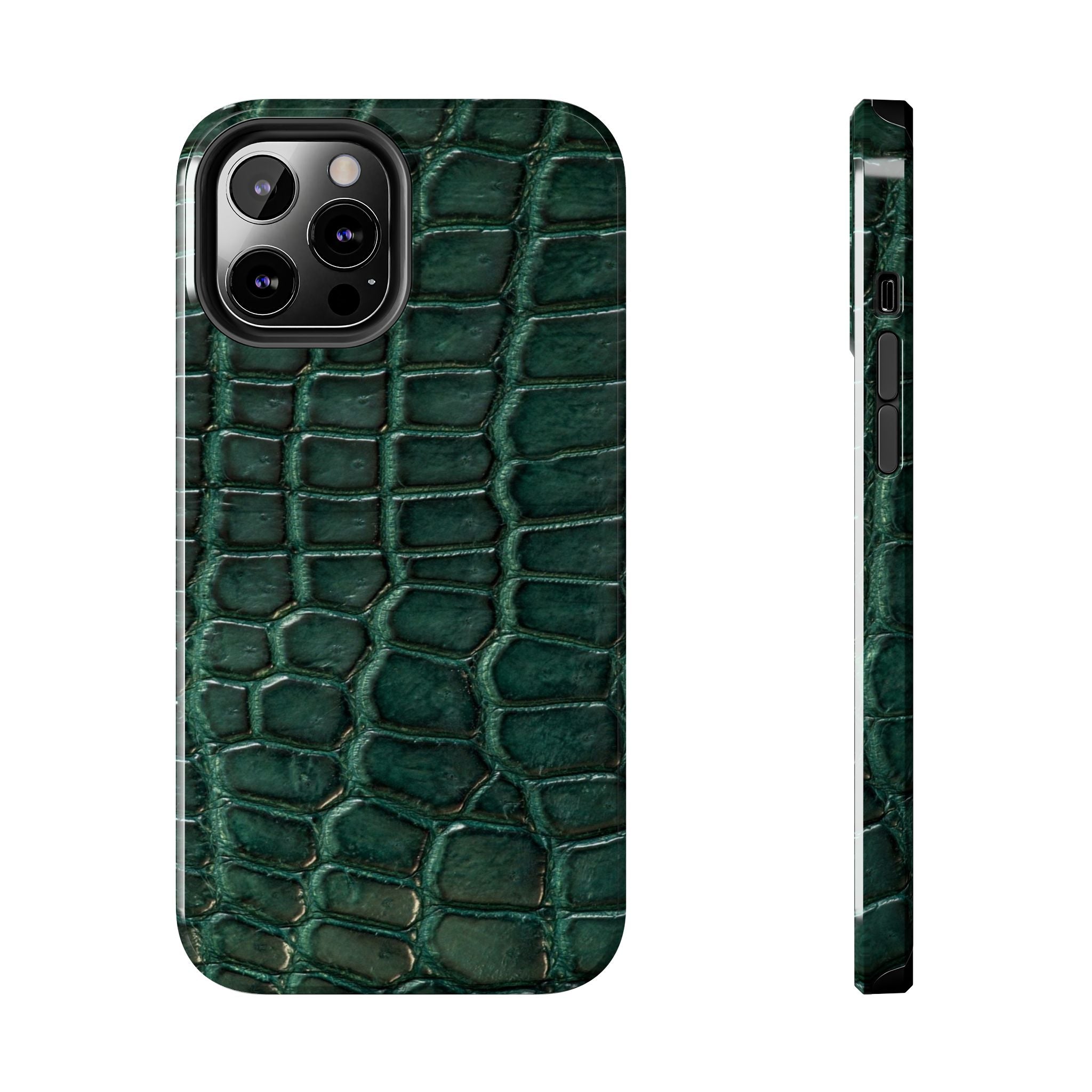 Emerald Croc Tough Phone Case — Green Alligator Texture Protective Cover