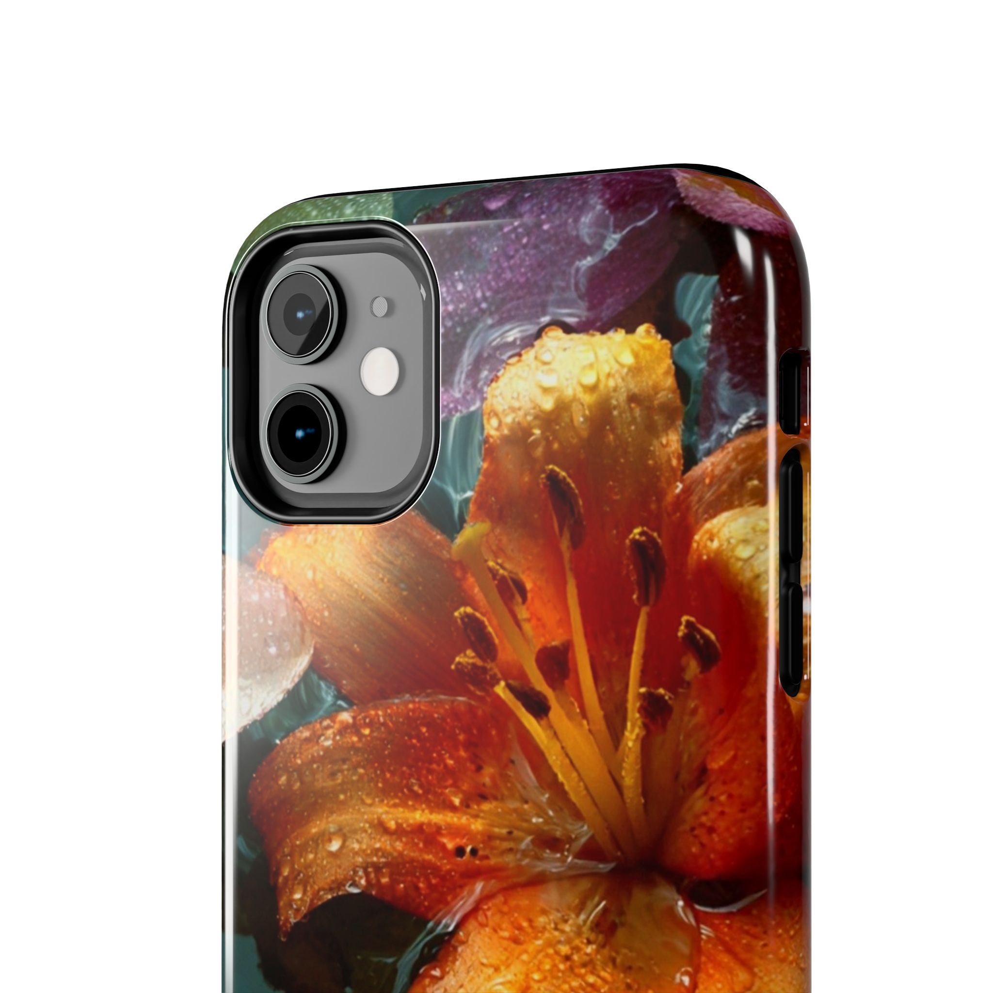 Floral Tough Phone Case — Watercolor Orange Lily Protective Phone Cover