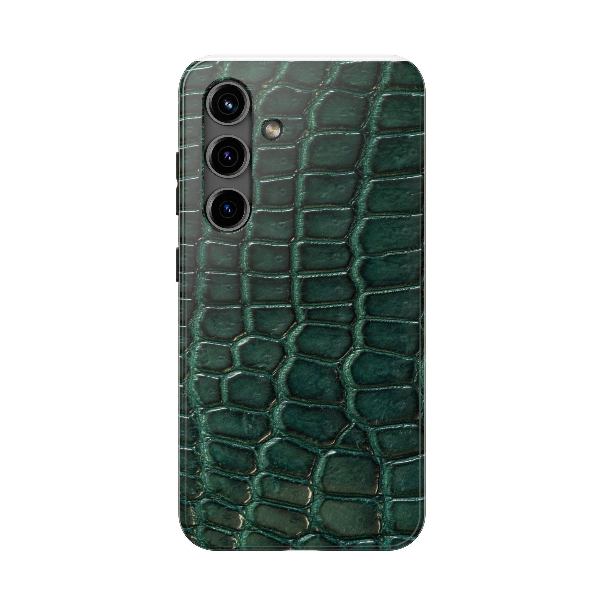 Emerald Croc Tough Phone Case — Green Alligator Texture Protective Cover