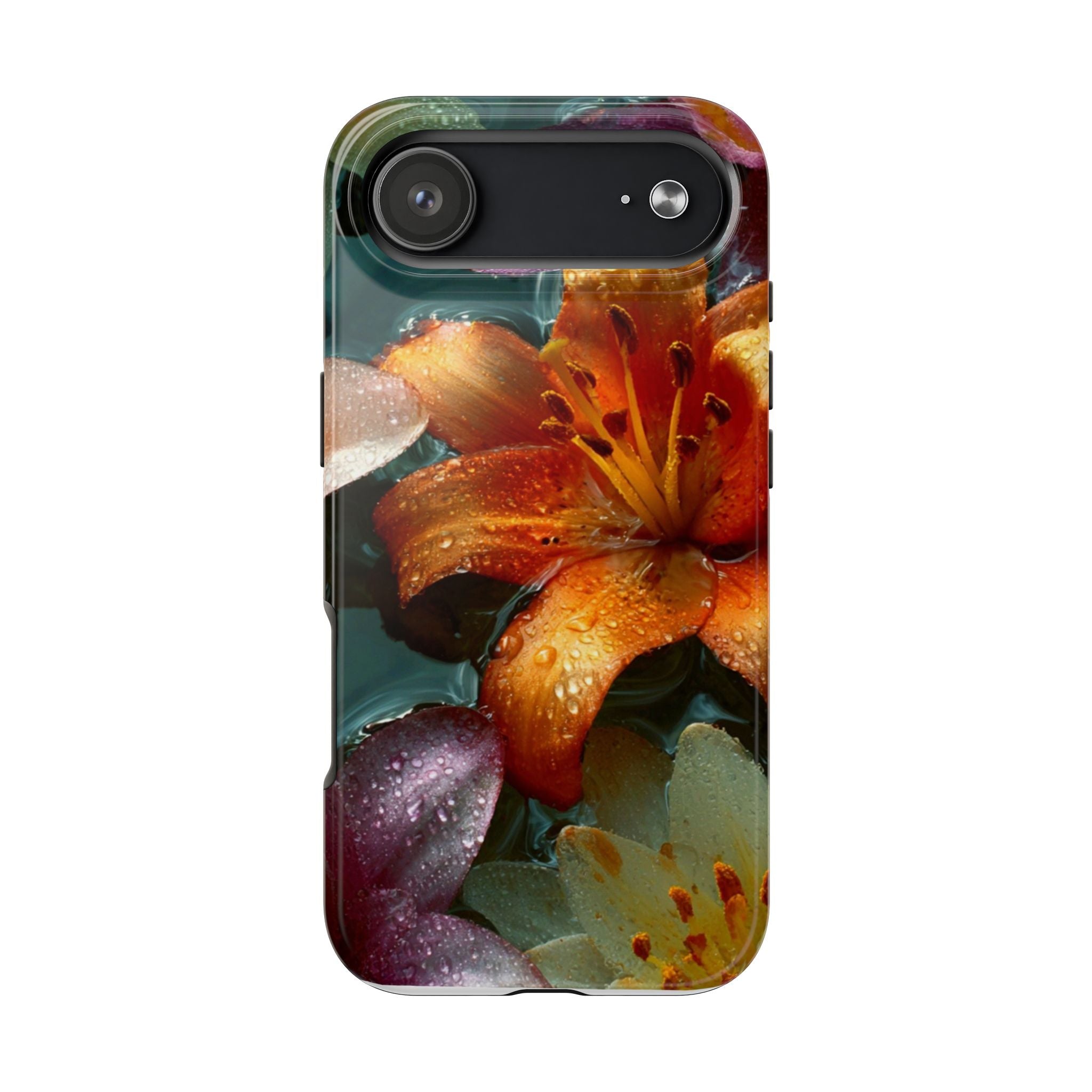Floral Tough Phone Case — Watercolor Orange Lily Protective Phone Cover