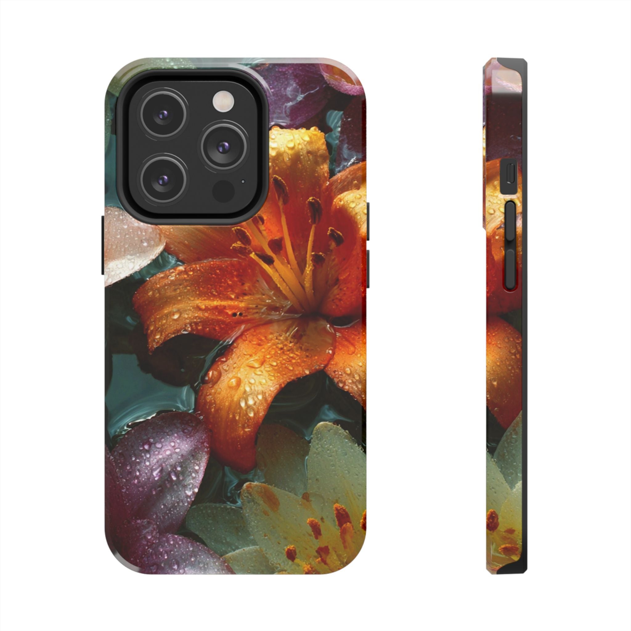 Floral Tough Phone Case — Watercolor Orange Lily Protective Phone Cover