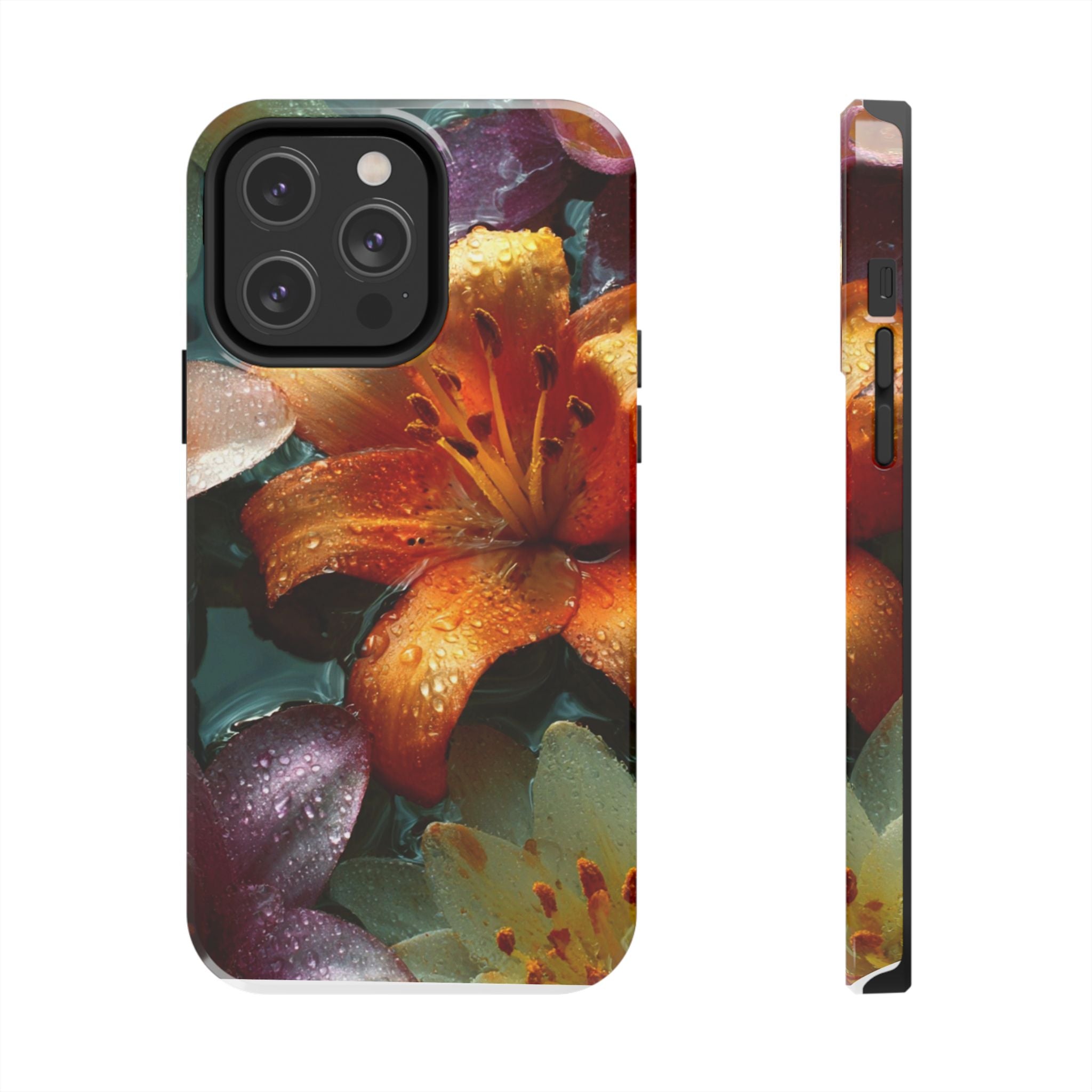 Floral Tough Phone Case — Watercolor Orange Lily Protective Phone Cover