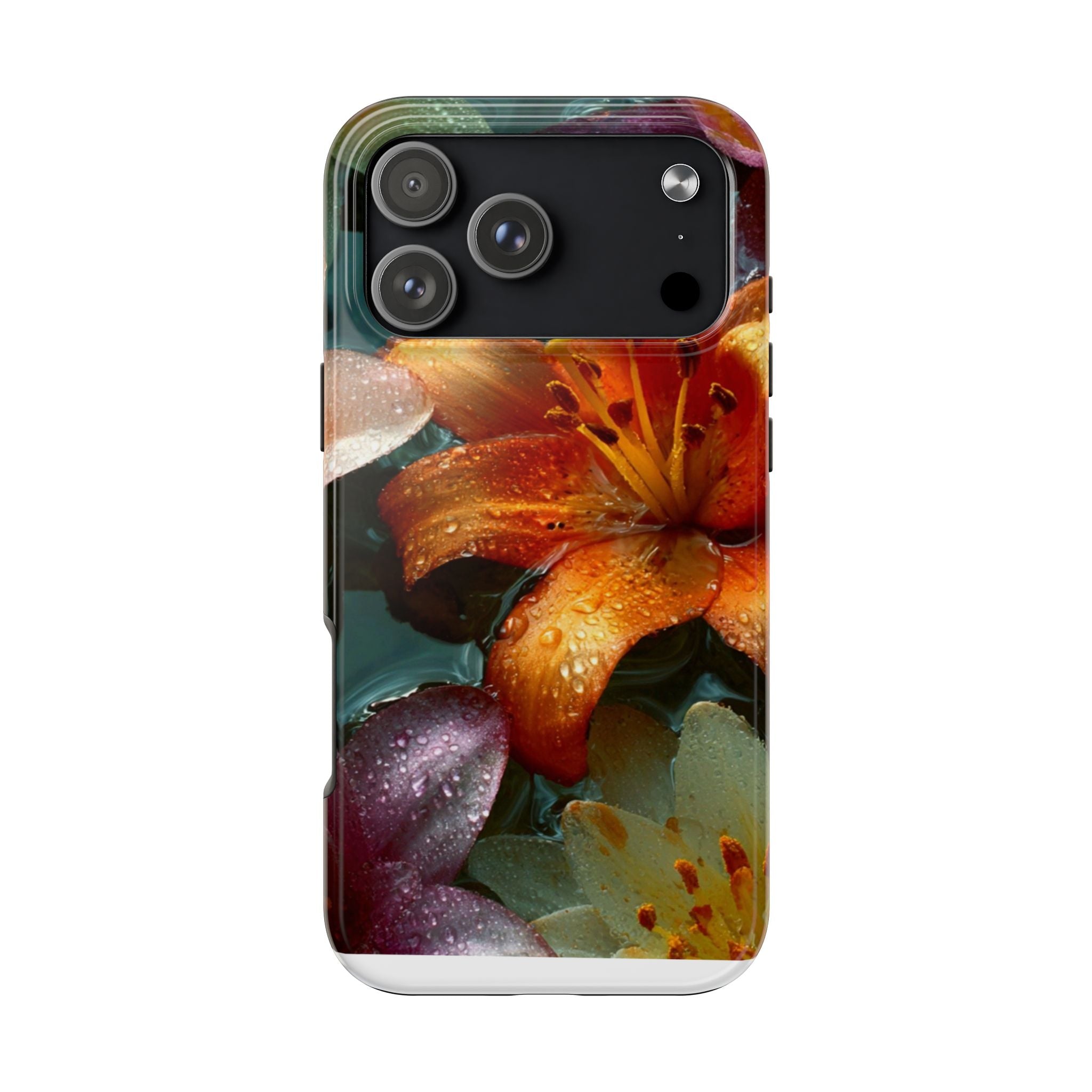 Floral Tough Phone Case — Watercolor Orange Lily Protective Phone Cover