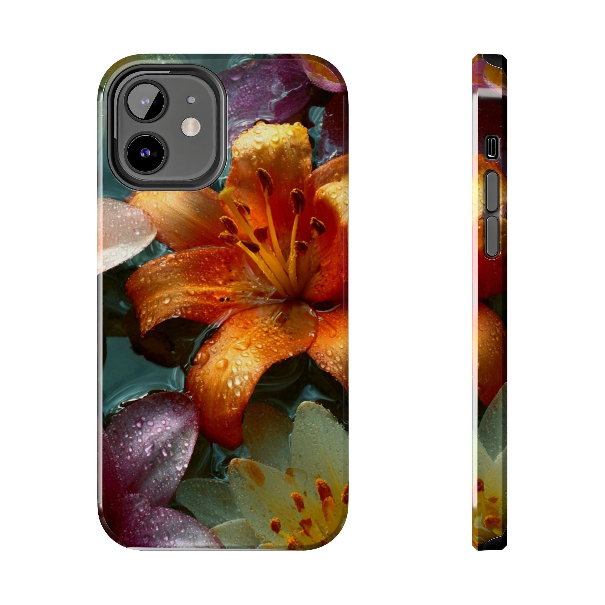 Floral Tough Phone Case — Watercolor Orange Lily Protective Phone Cover