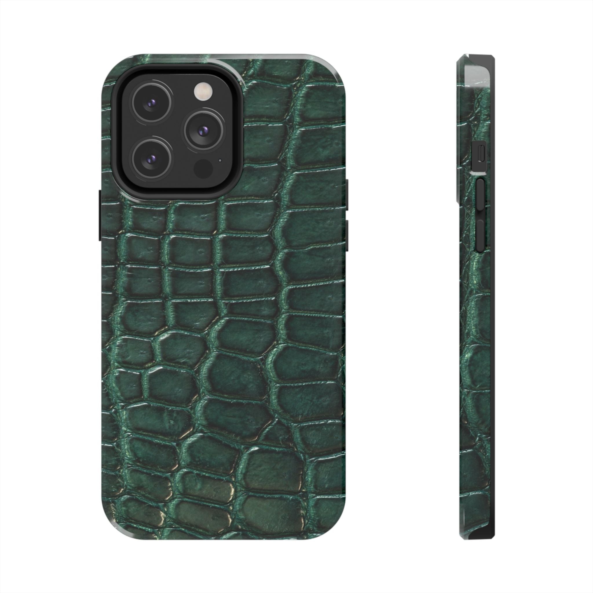 Emerald Croc Tough Phone Case — Green Alligator Texture Protective Cover