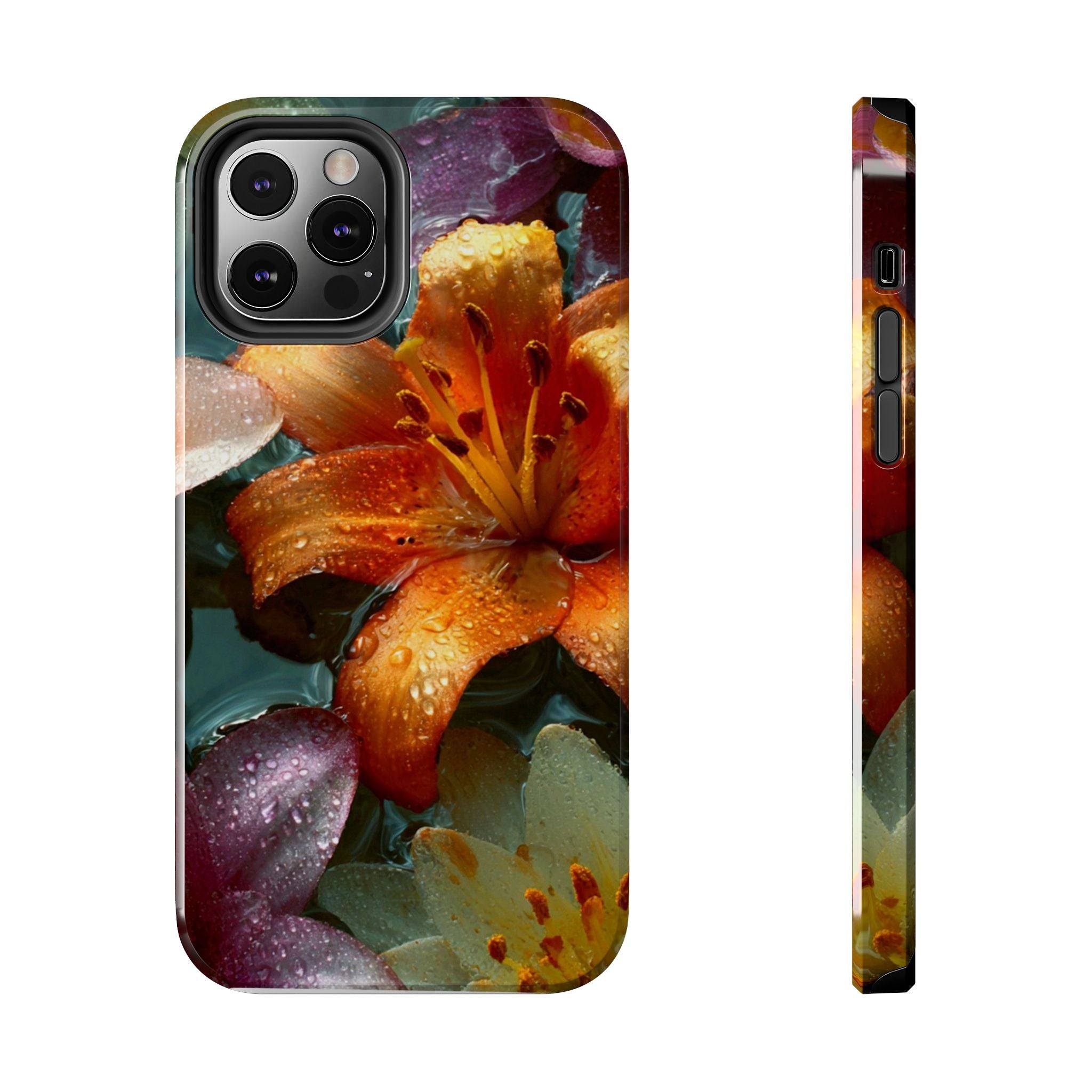 Floral Tough Phone Case — Watercolor Orange Lily Protective Phone Cover