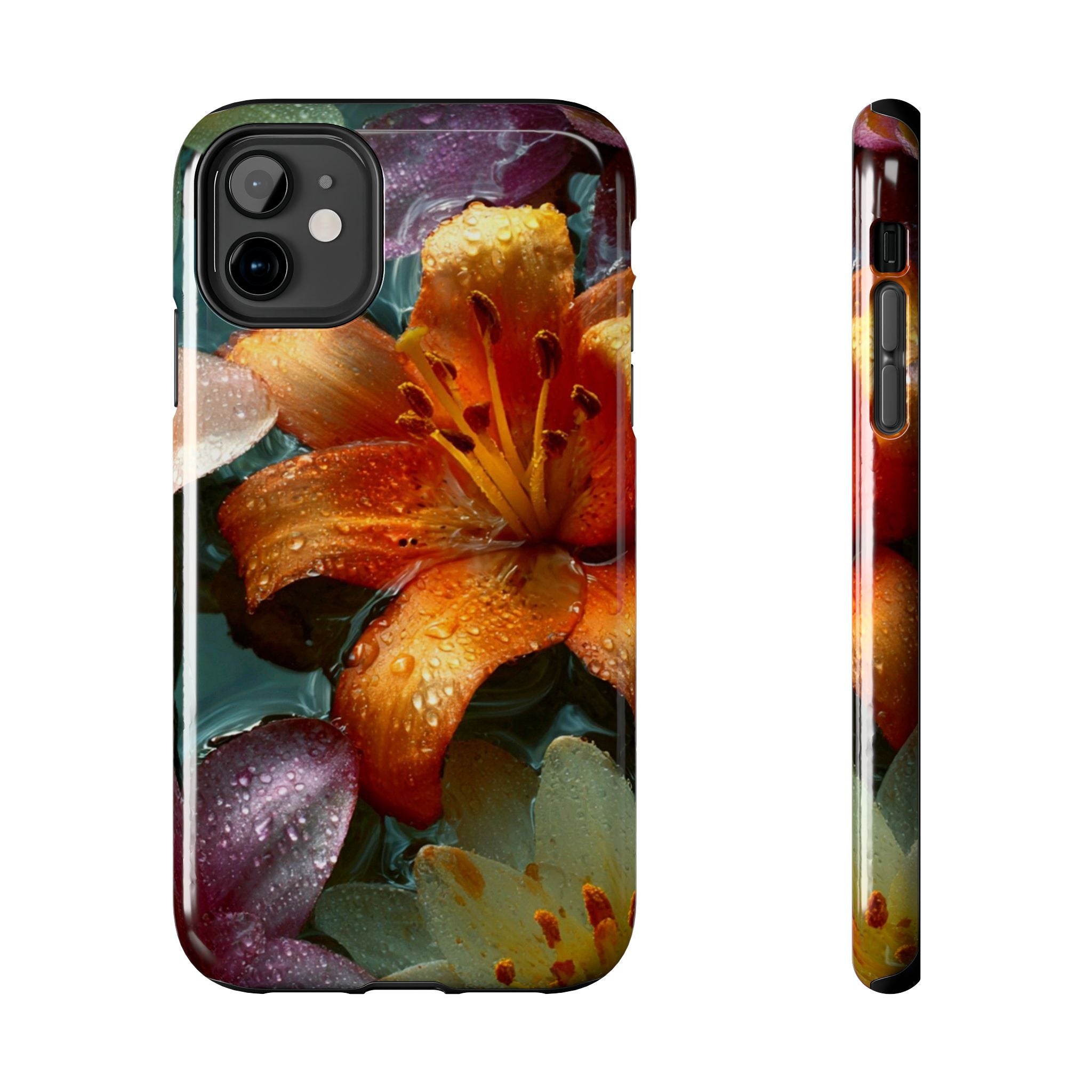 Floral Tough Phone Case — Watercolor Orange Lily Protective Phone Cover