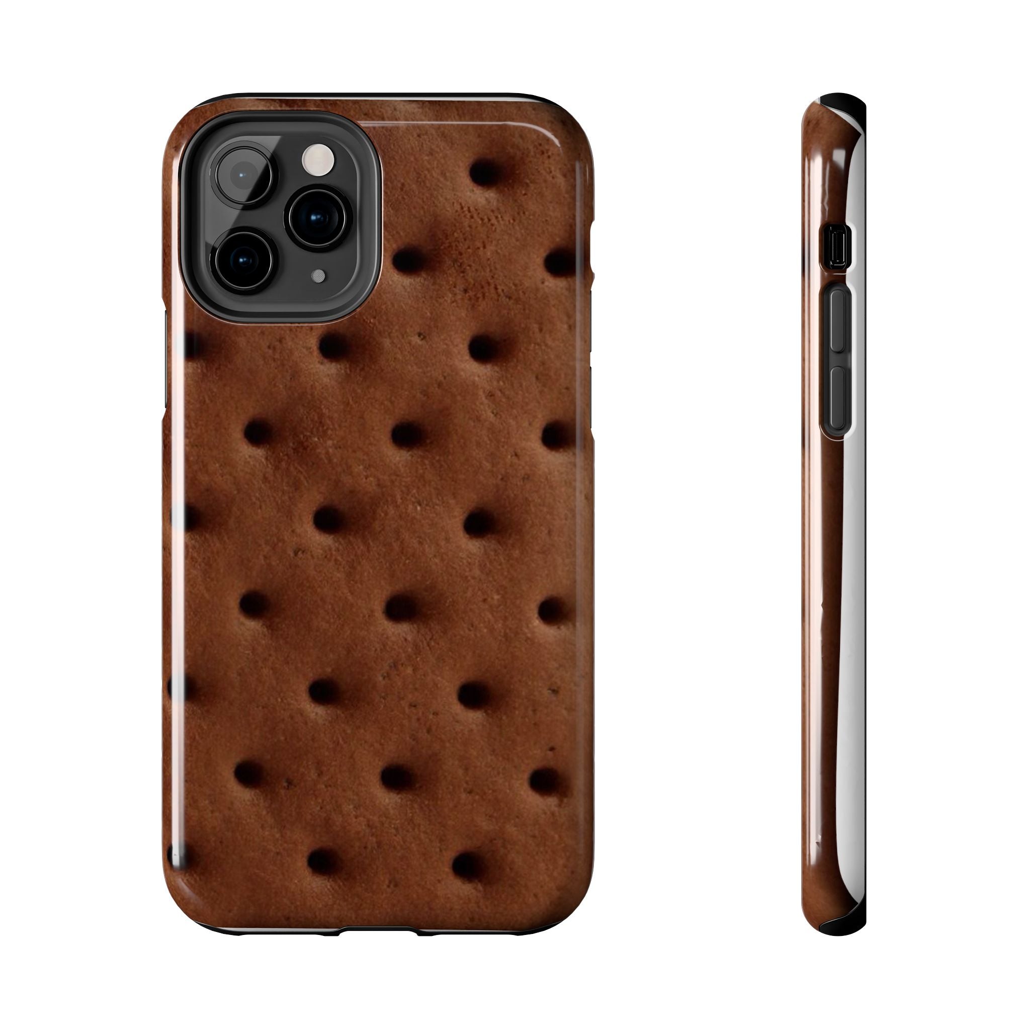 Chocolate Cookie Texture Tough Phone Case — Durable Retro Snack Pattern