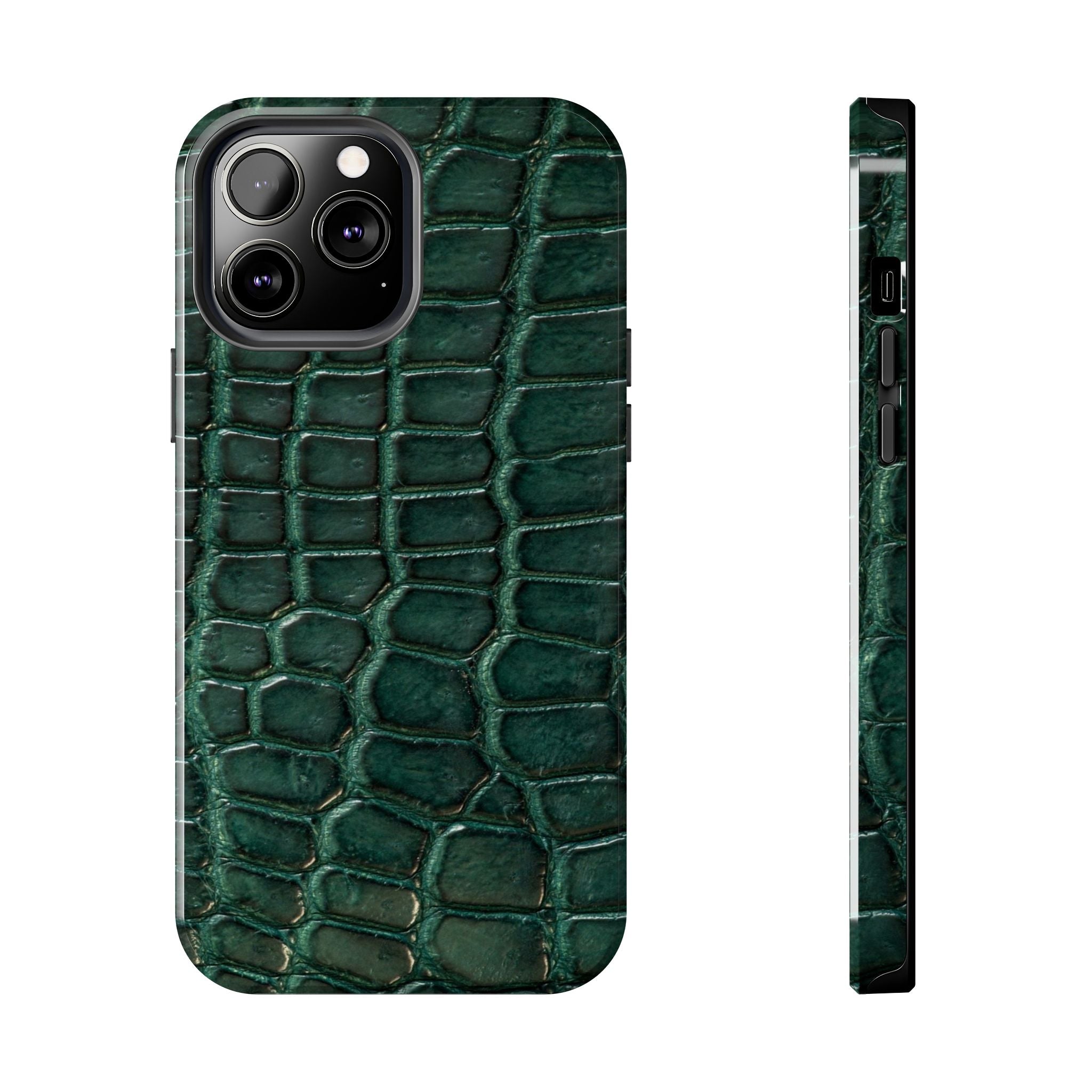Emerald Croc Tough Phone Case — Green Alligator Texture Protective Cover