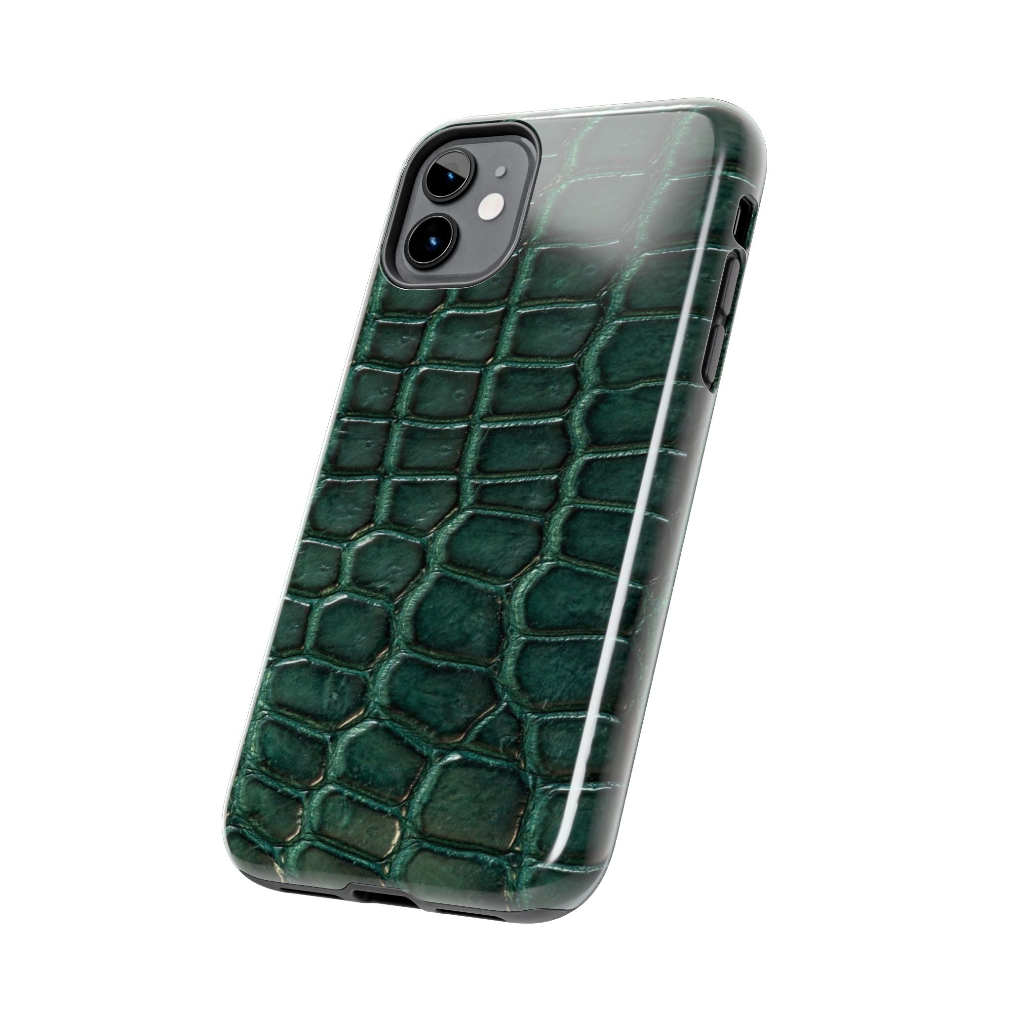 Emerald Croc Tough Phone Case — Green Alligator Texture Protective Cover