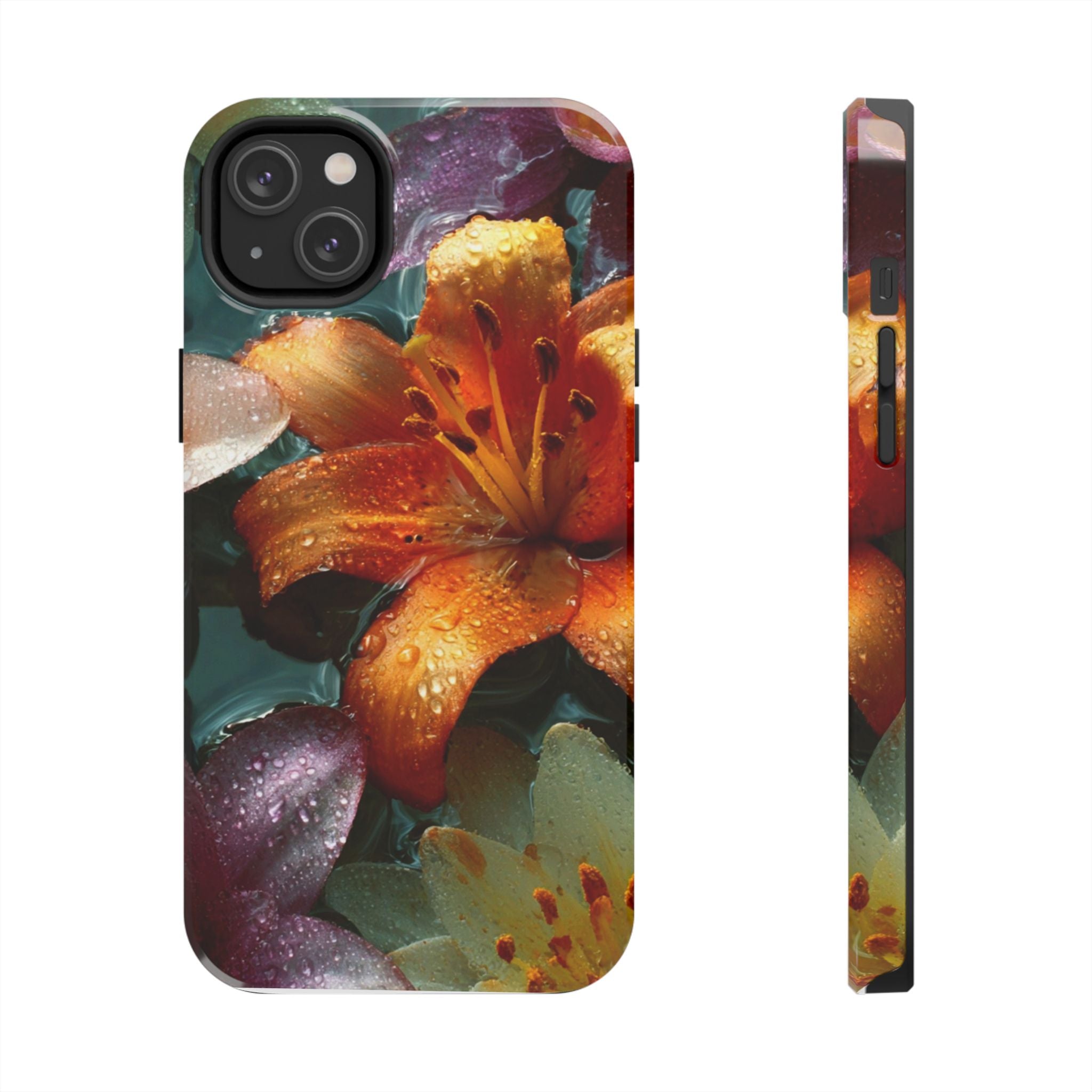 Floral Tough Phone Case — Watercolor Orange Lily Protective Phone Cover