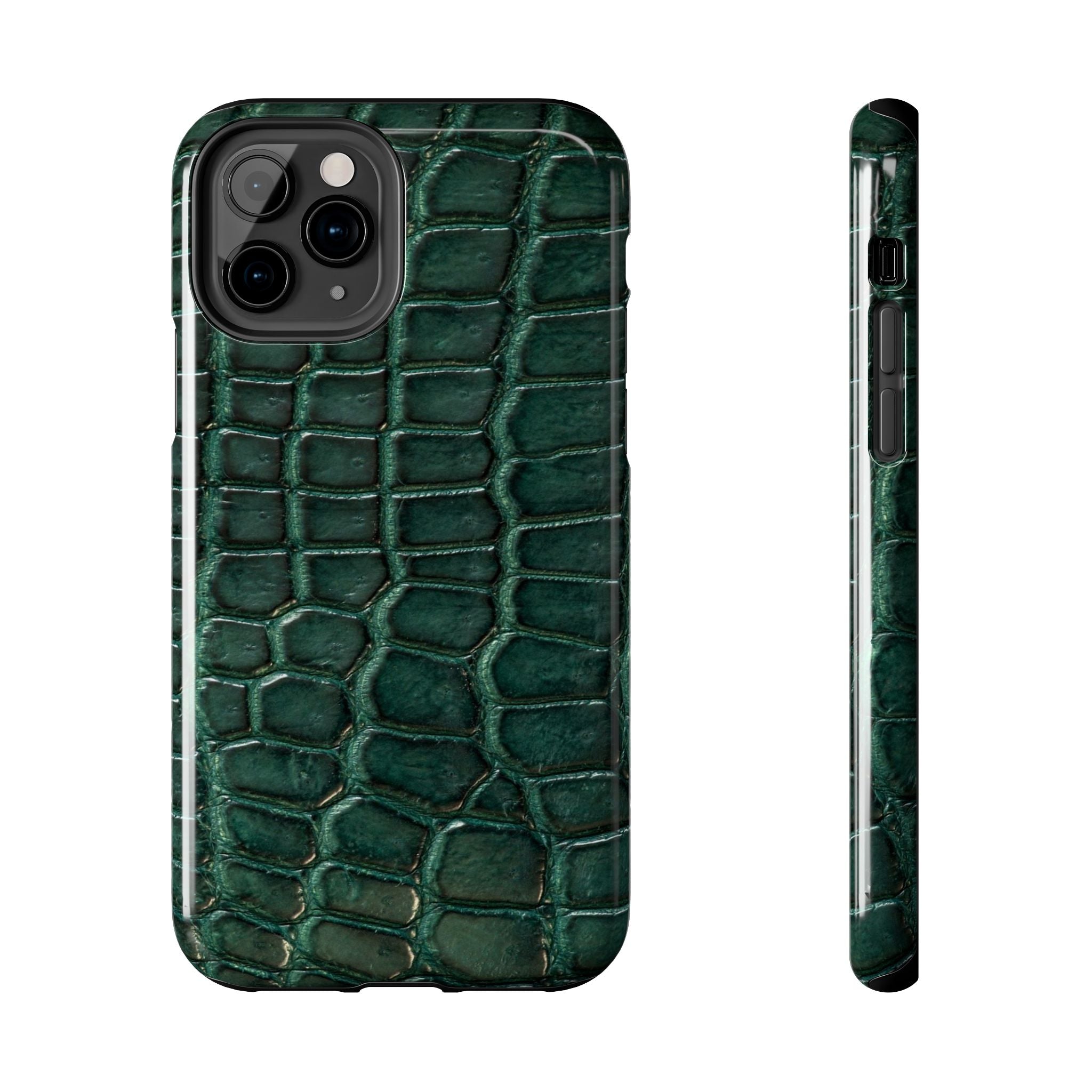 Emerald Croc Tough Phone Case — Green Alligator Texture Protective Cover
