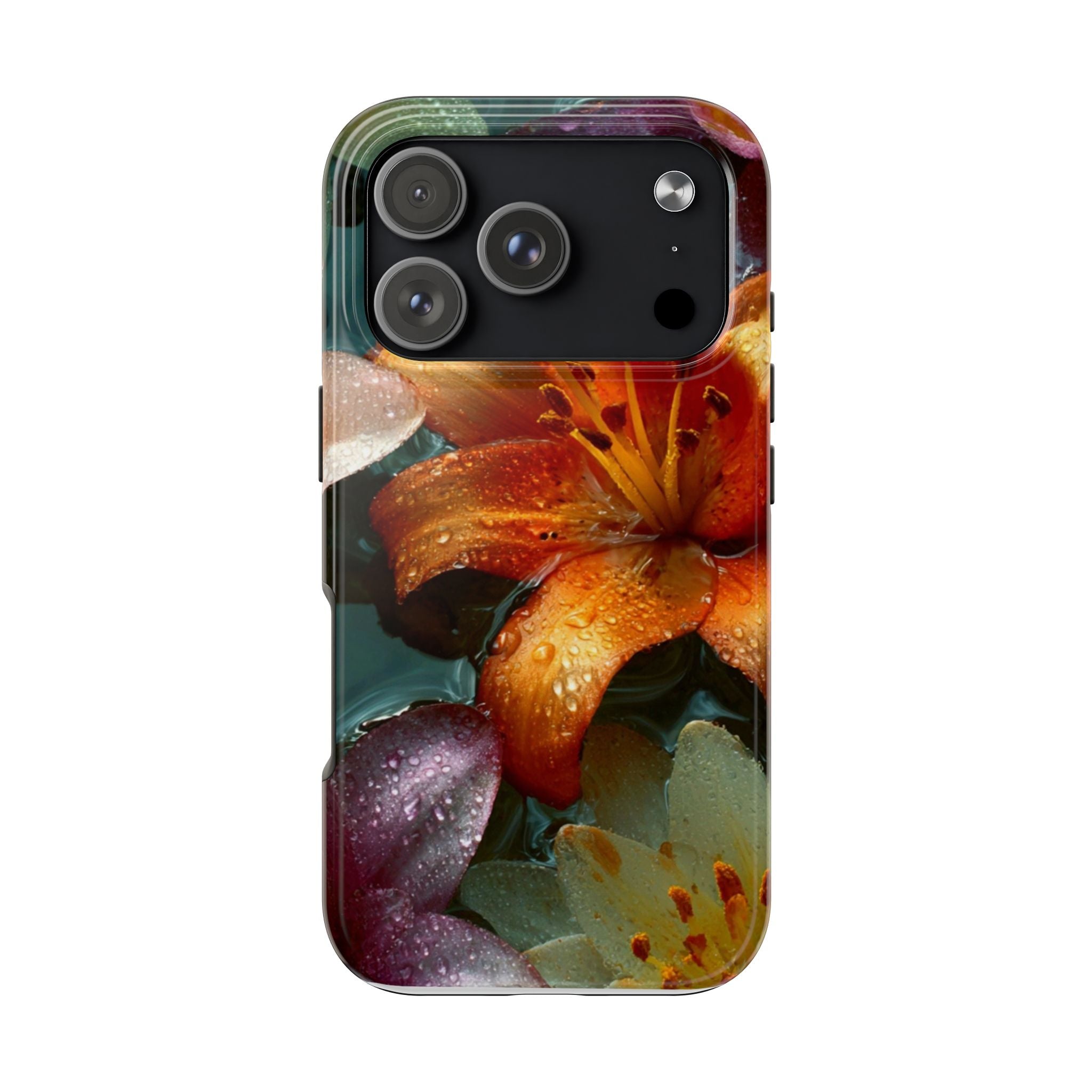 Floral Tough Phone Case — Watercolor Orange Lily Protective Phone Cover