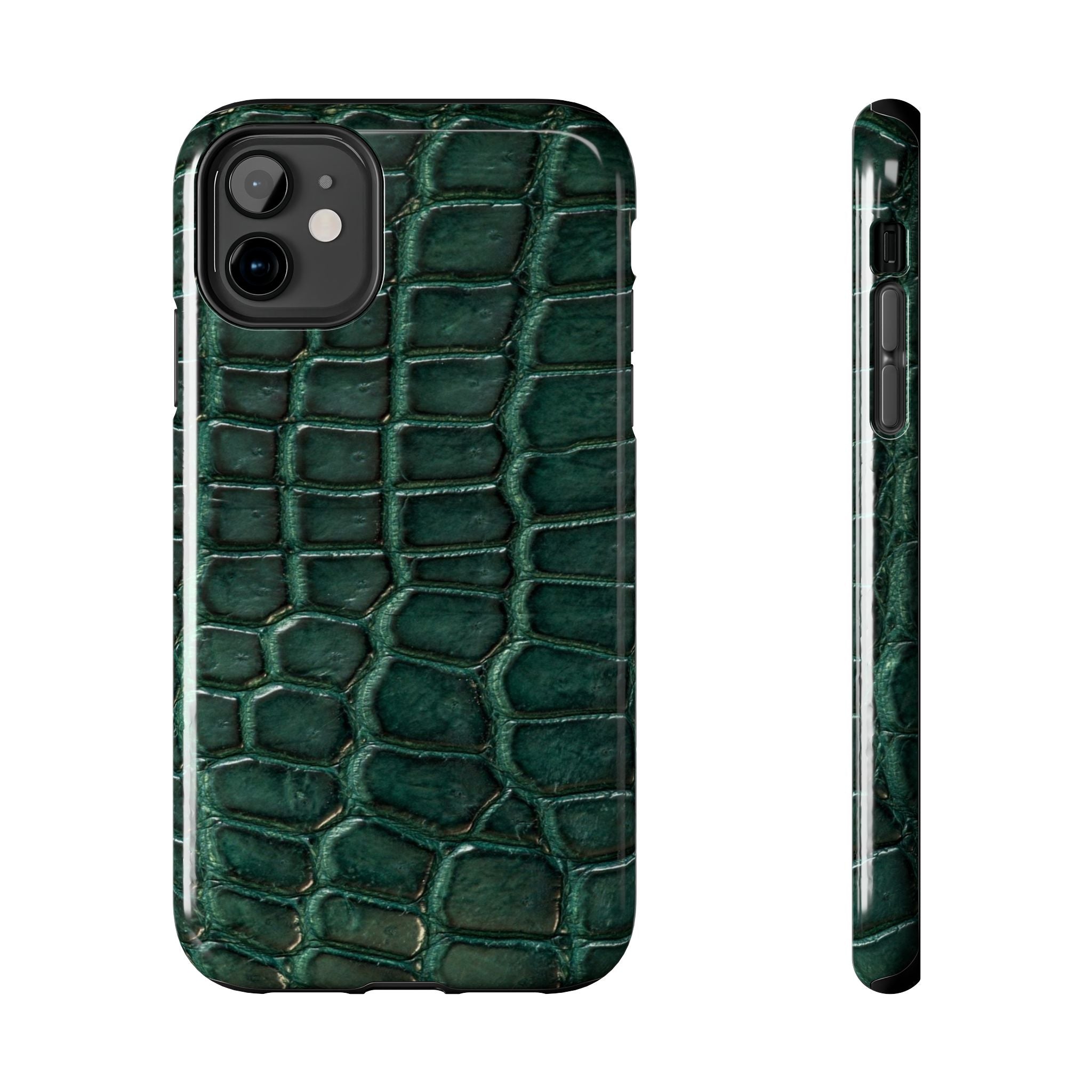Emerald Croc Tough Phone Case — Green Alligator Texture Protective Cover