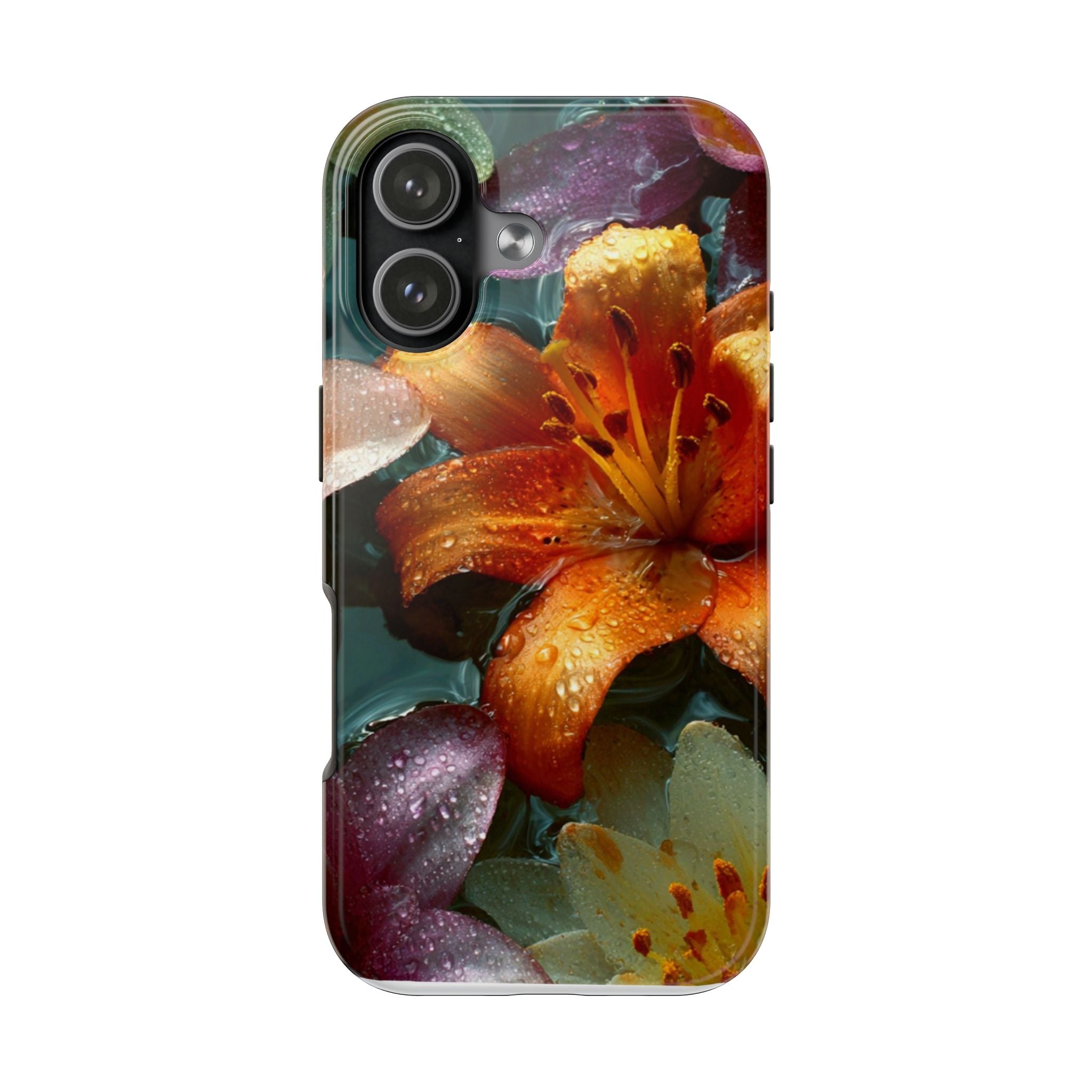 Floral Tough Phone Case — Watercolor Orange Lily Protective Phone Cover