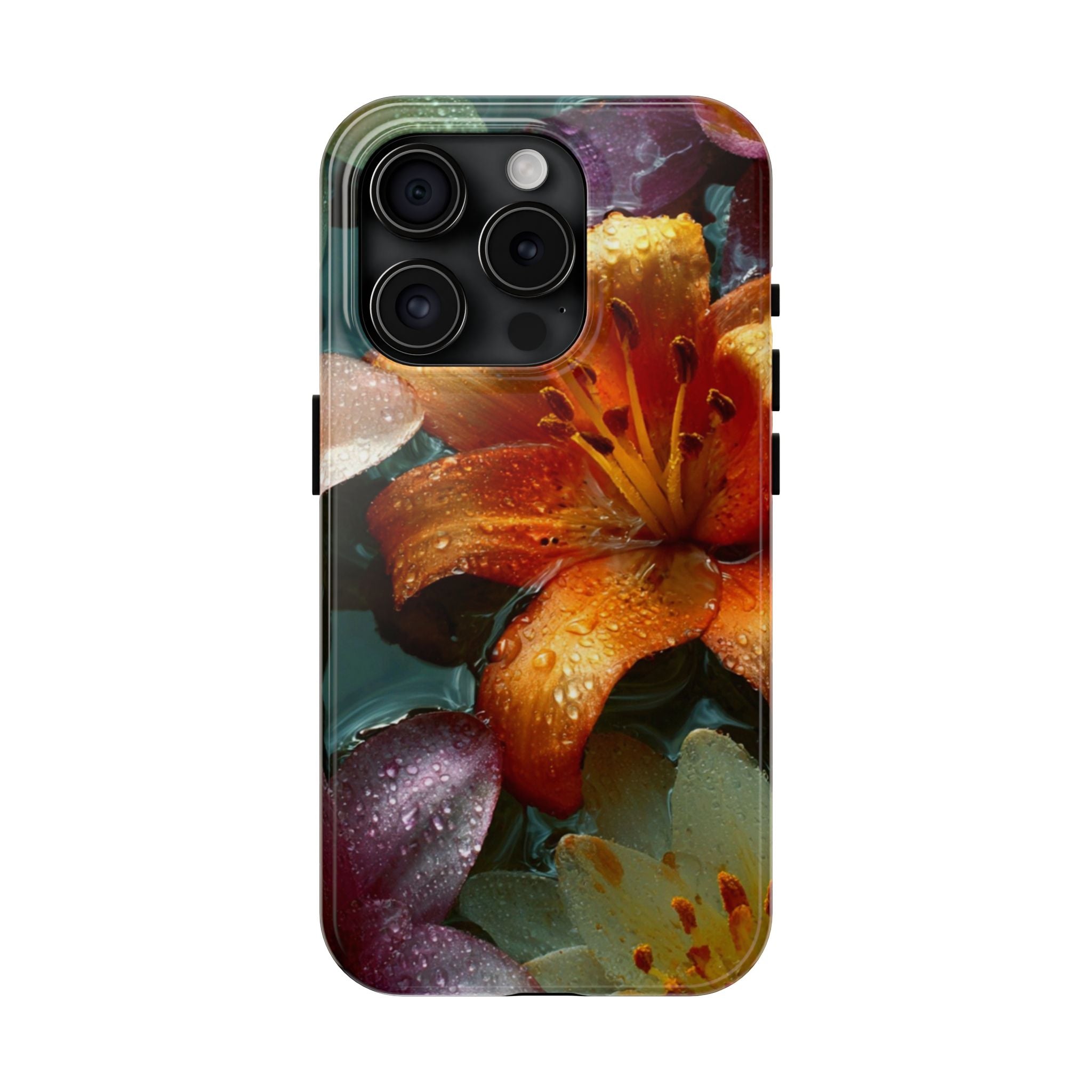 Floral Tough Phone Case — Watercolor Orange Lily Protective Phone Cover