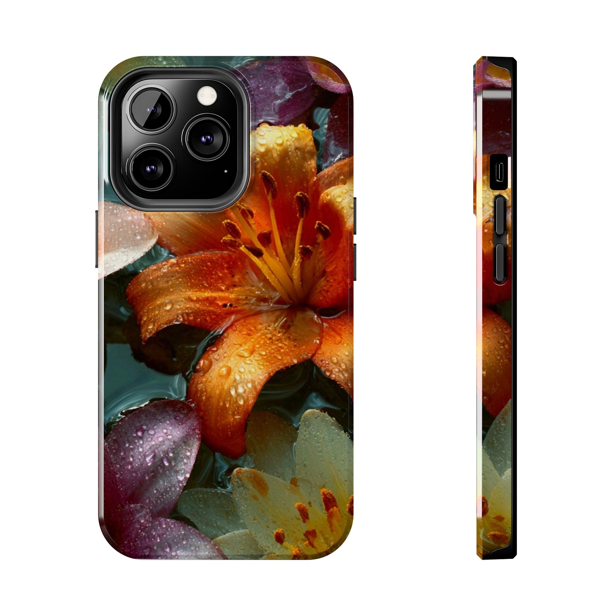 Floral Tough Phone Case — Watercolor Orange Lily Protective Phone Cover
