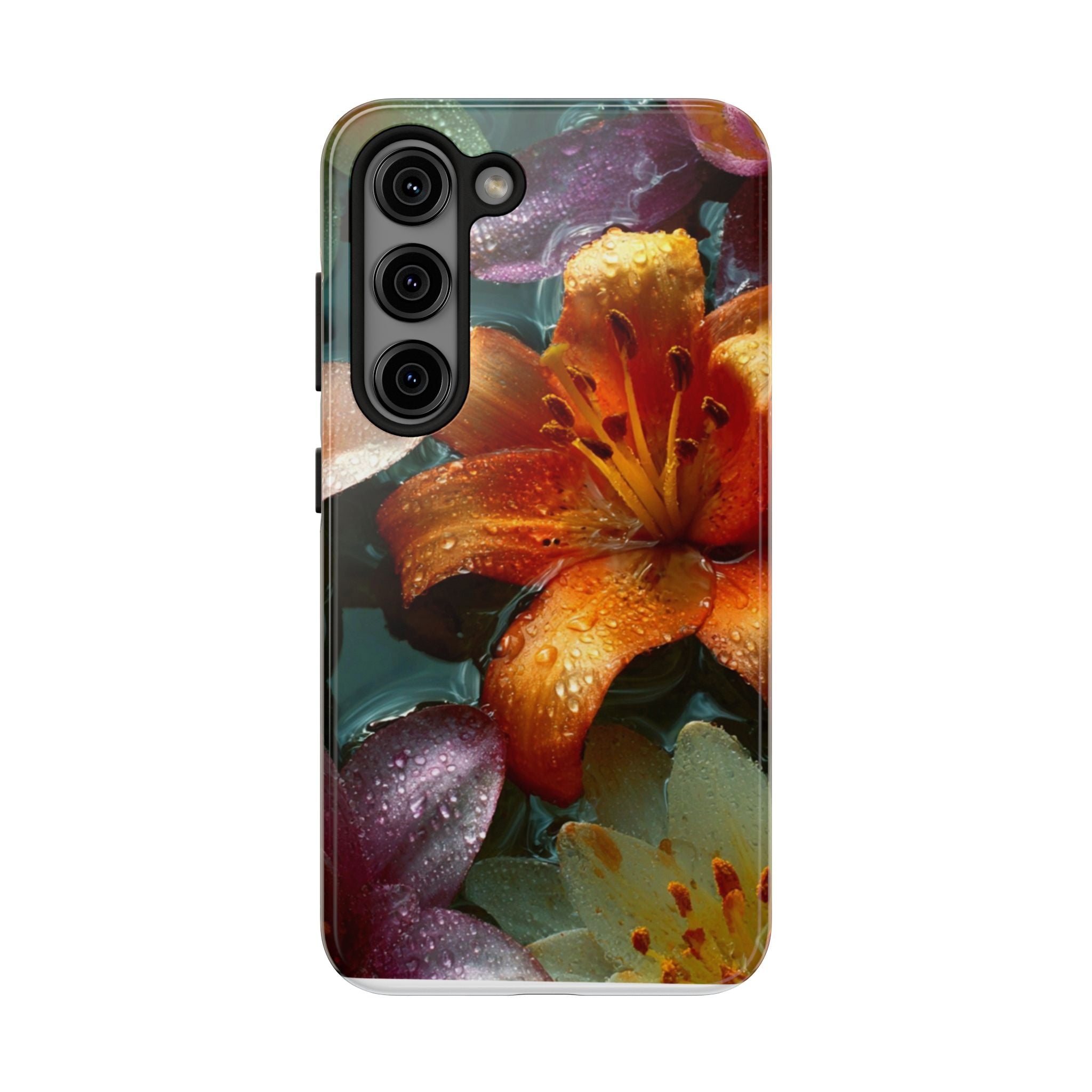 Floral Tough Phone Case — Watercolor Orange Lily Protective Phone Cover