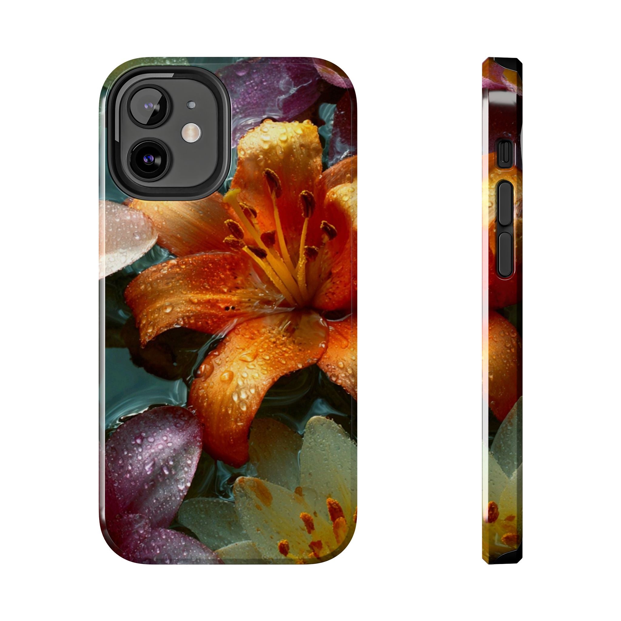 Floral Tough Phone Case — Watercolor Orange Lily Protective Phone Cover