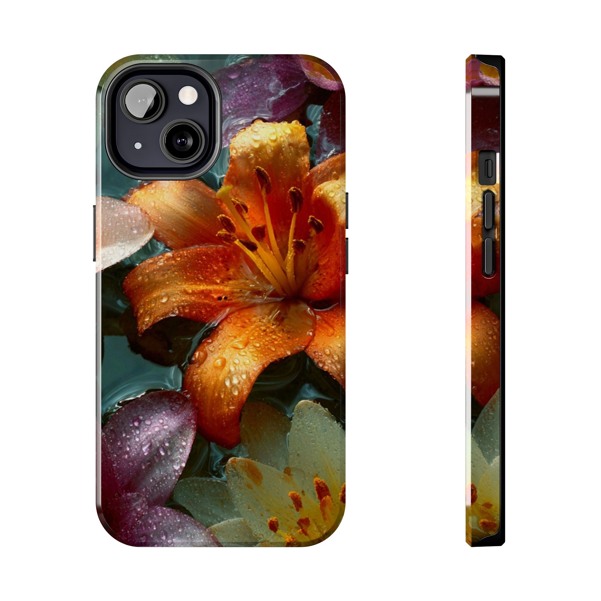Floral Tough Phone Case — Watercolor Orange Lily Protective Phone Cover