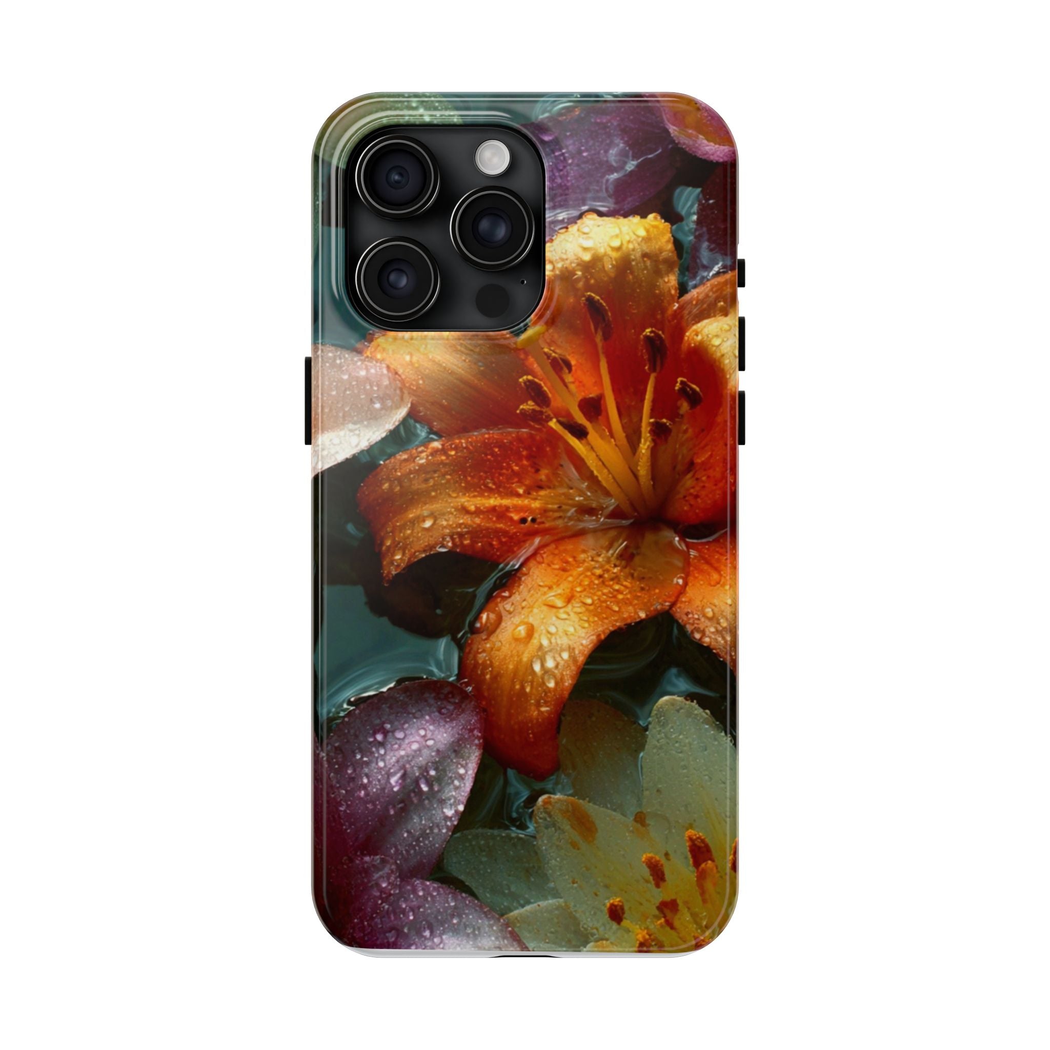 Floral Tough Phone Case — Watercolor Orange Lily Protective Phone Cover
