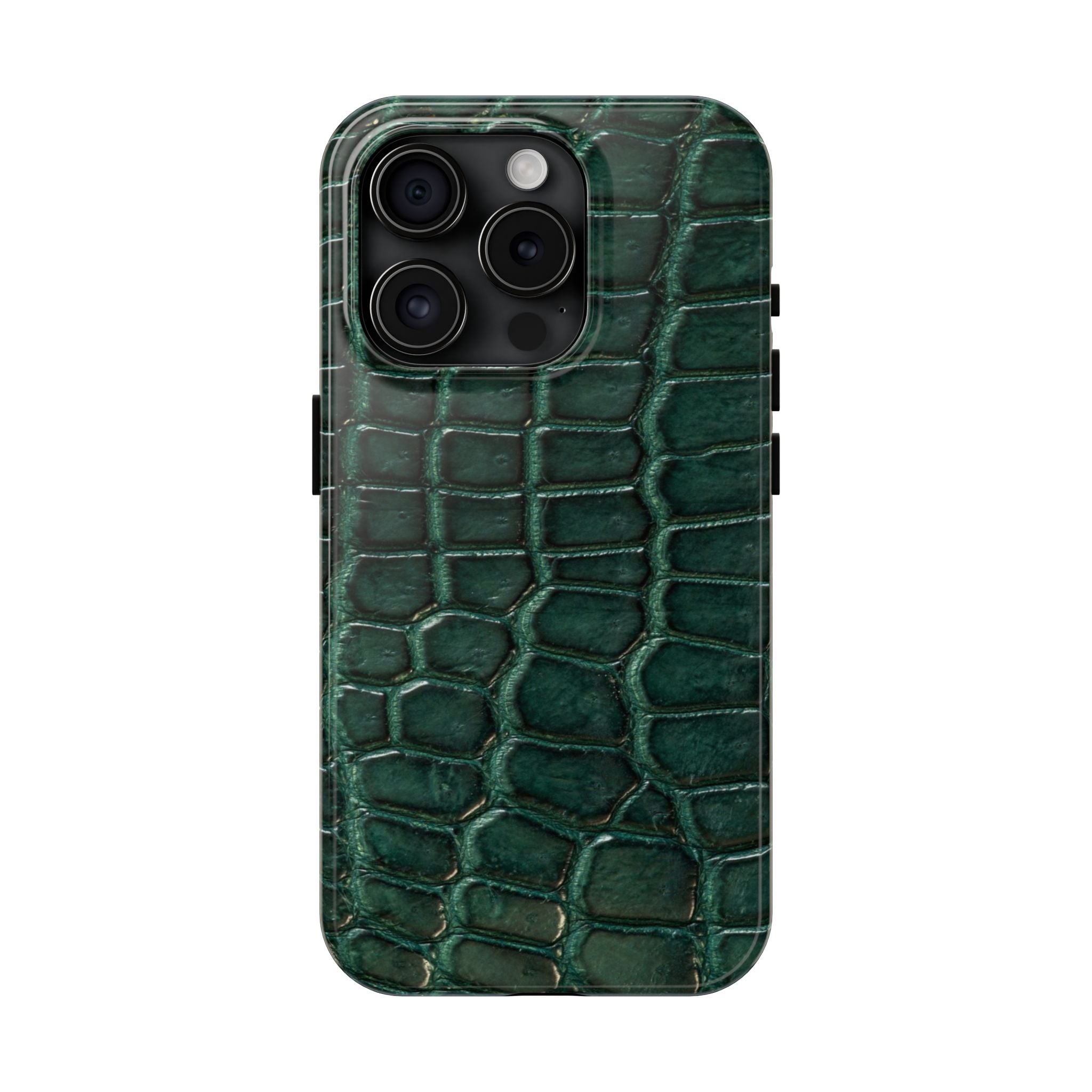 Emerald Croc Tough Phone Case — Green Alligator Texture Protective Cover