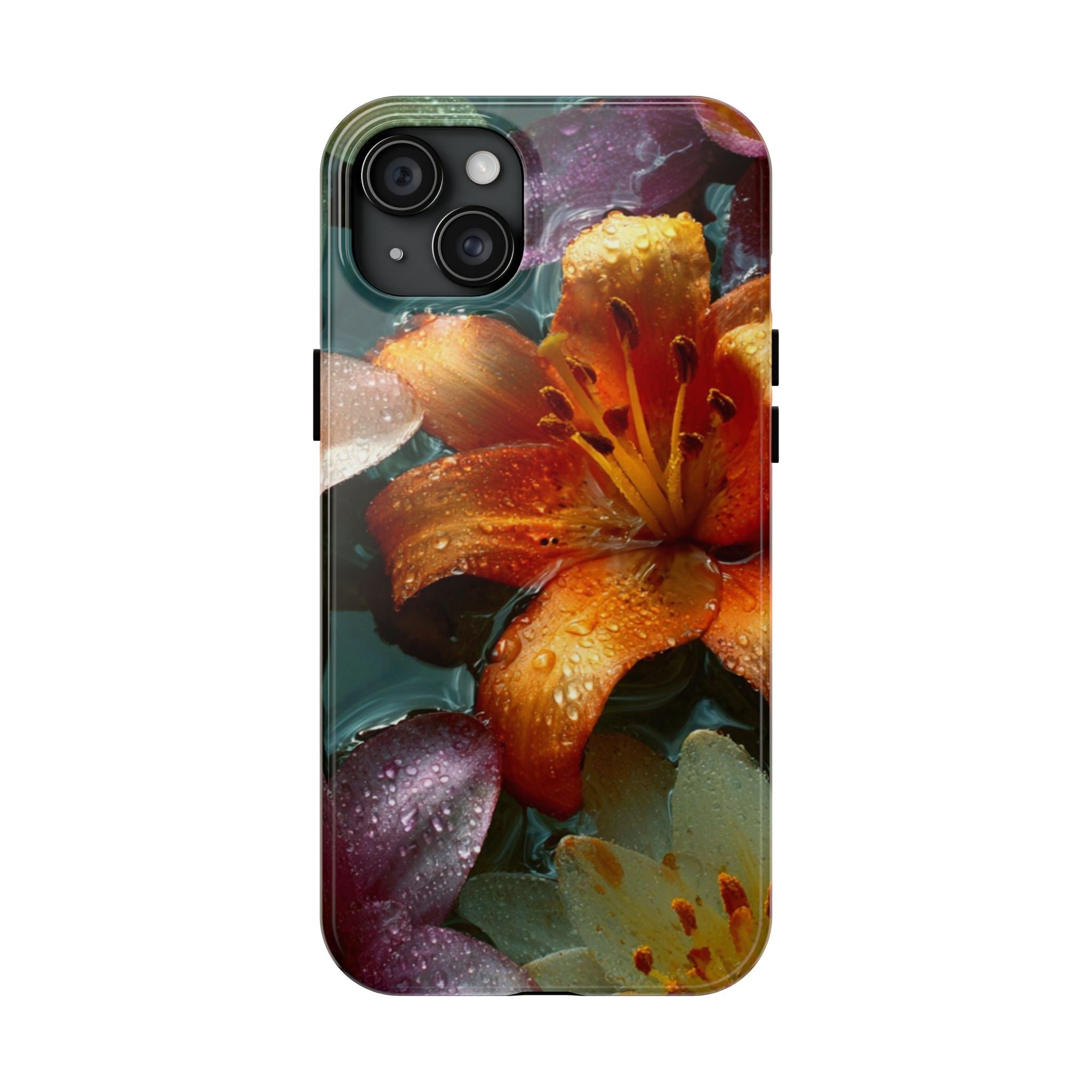 Floral Tough Phone Case — Watercolor Orange Lily Protective Phone Cover