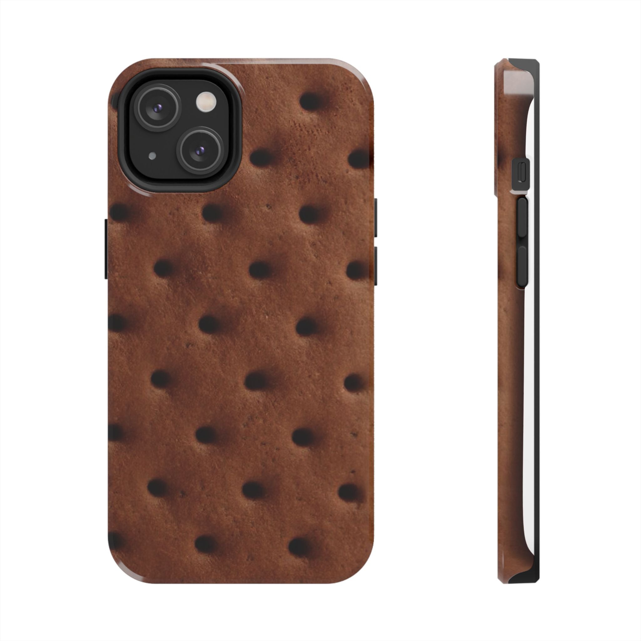 Chocolate Cookie Texture Tough Phone Case — Durable Retro Snack Pattern