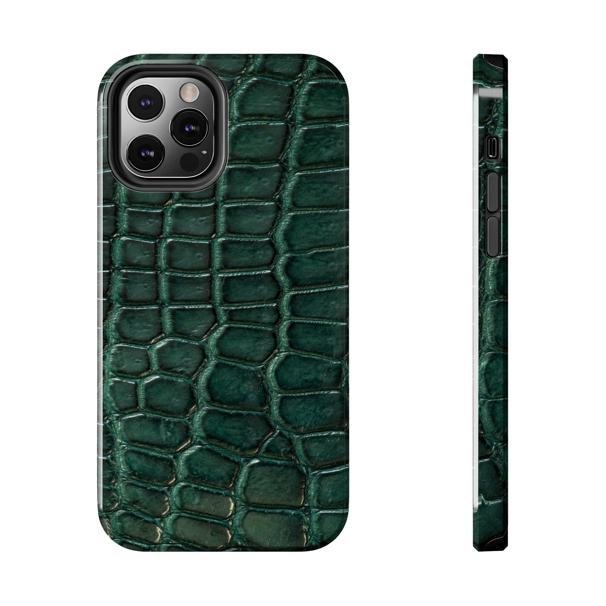 Emerald Croc Tough Phone Case — Green Alligator Texture Protective Cover