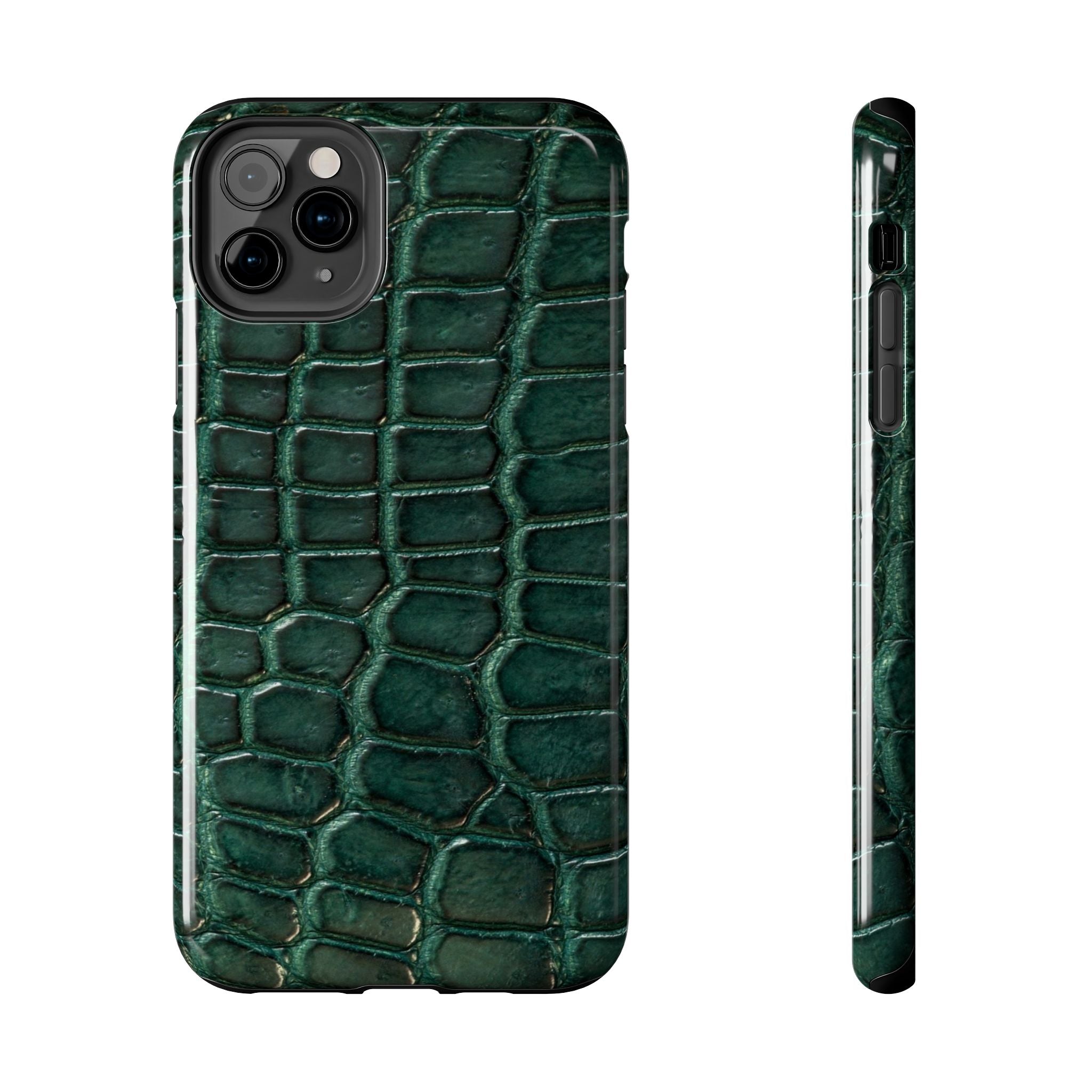 Emerald Croc Tough Phone Case — Green Alligator Texture Protective Cover