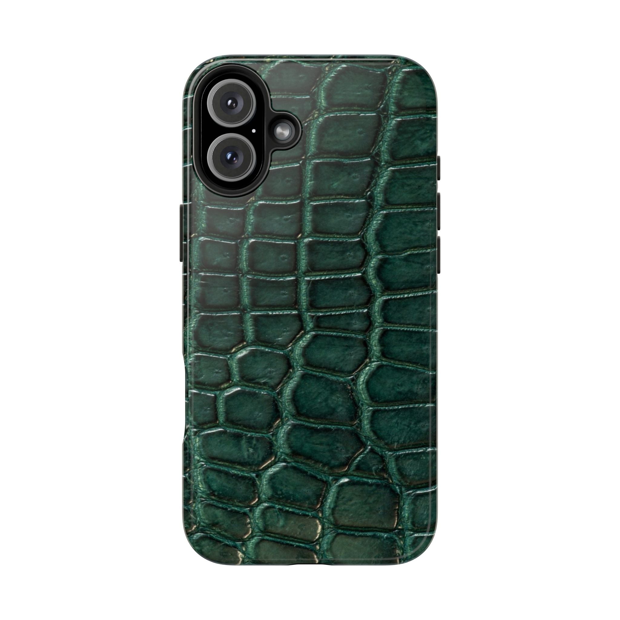 Emerald Croc Tough Phone Case — Green Alligator Texture Protective Cover